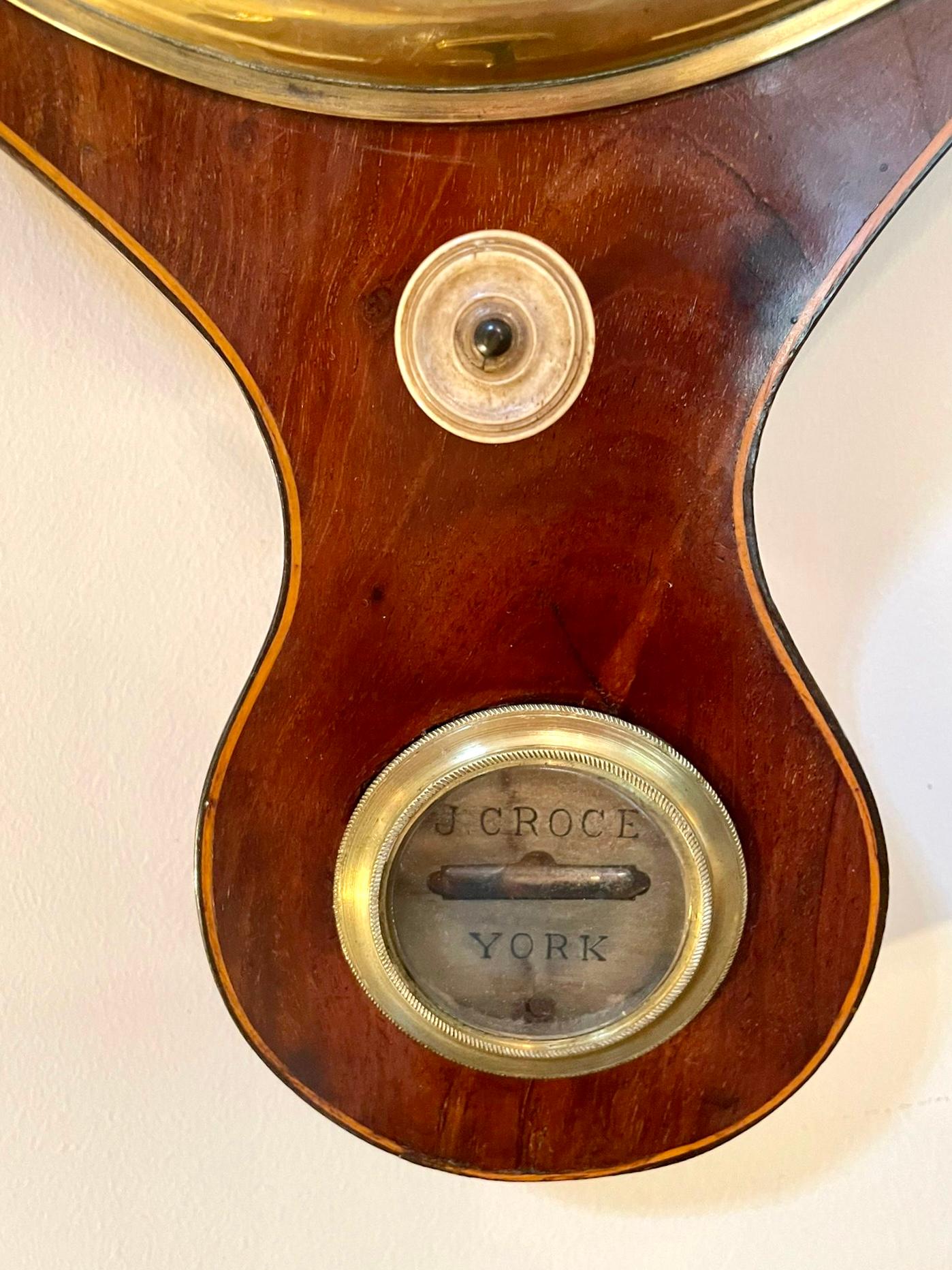 English George III Antique Mahogany Banjo Barometer For Sale