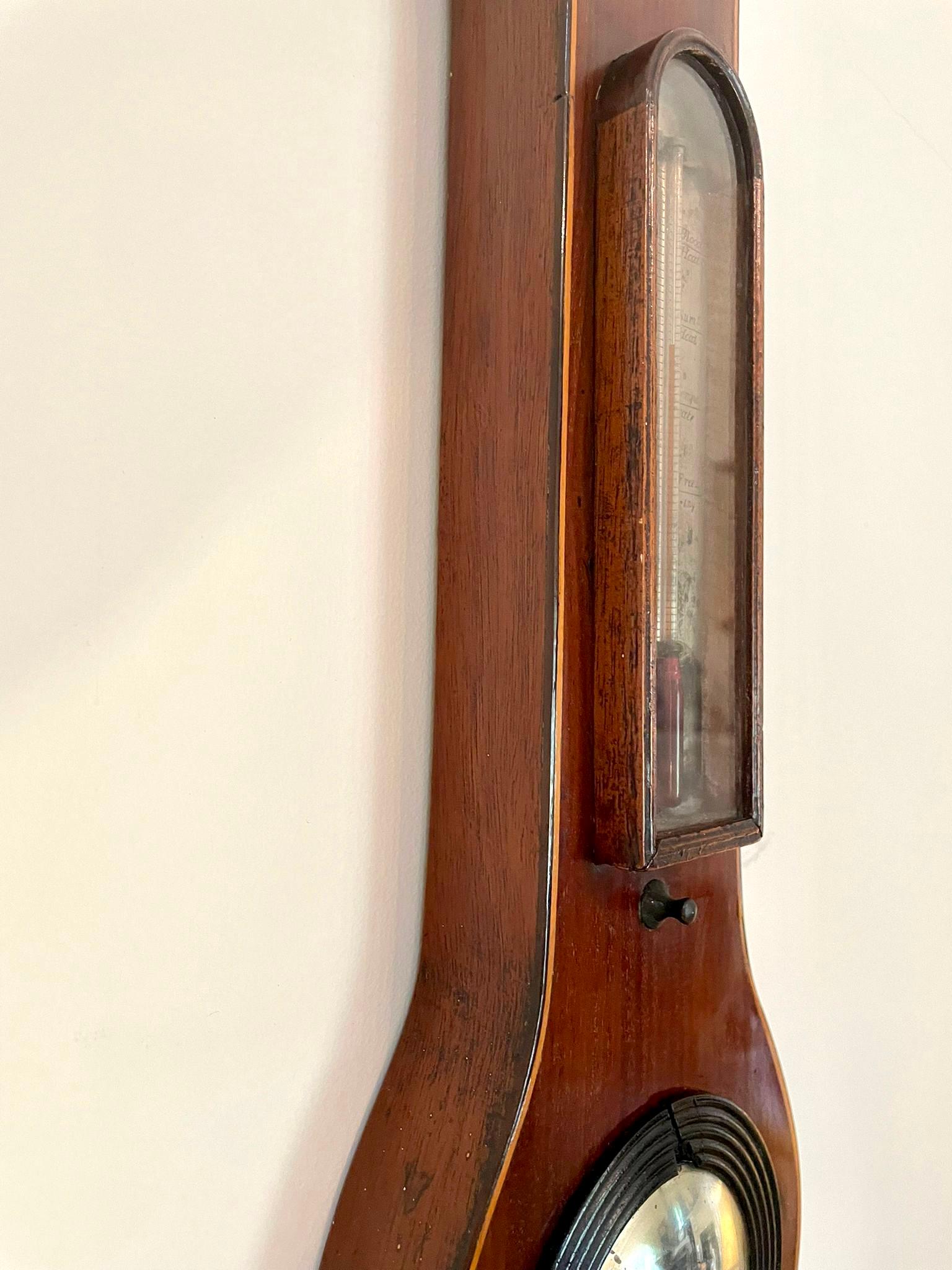 Antikes Banjo-Barometer aus Mahagoni, George III. im Angebot 4