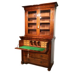 George III Antique Mahogany Bookcase with Secretary