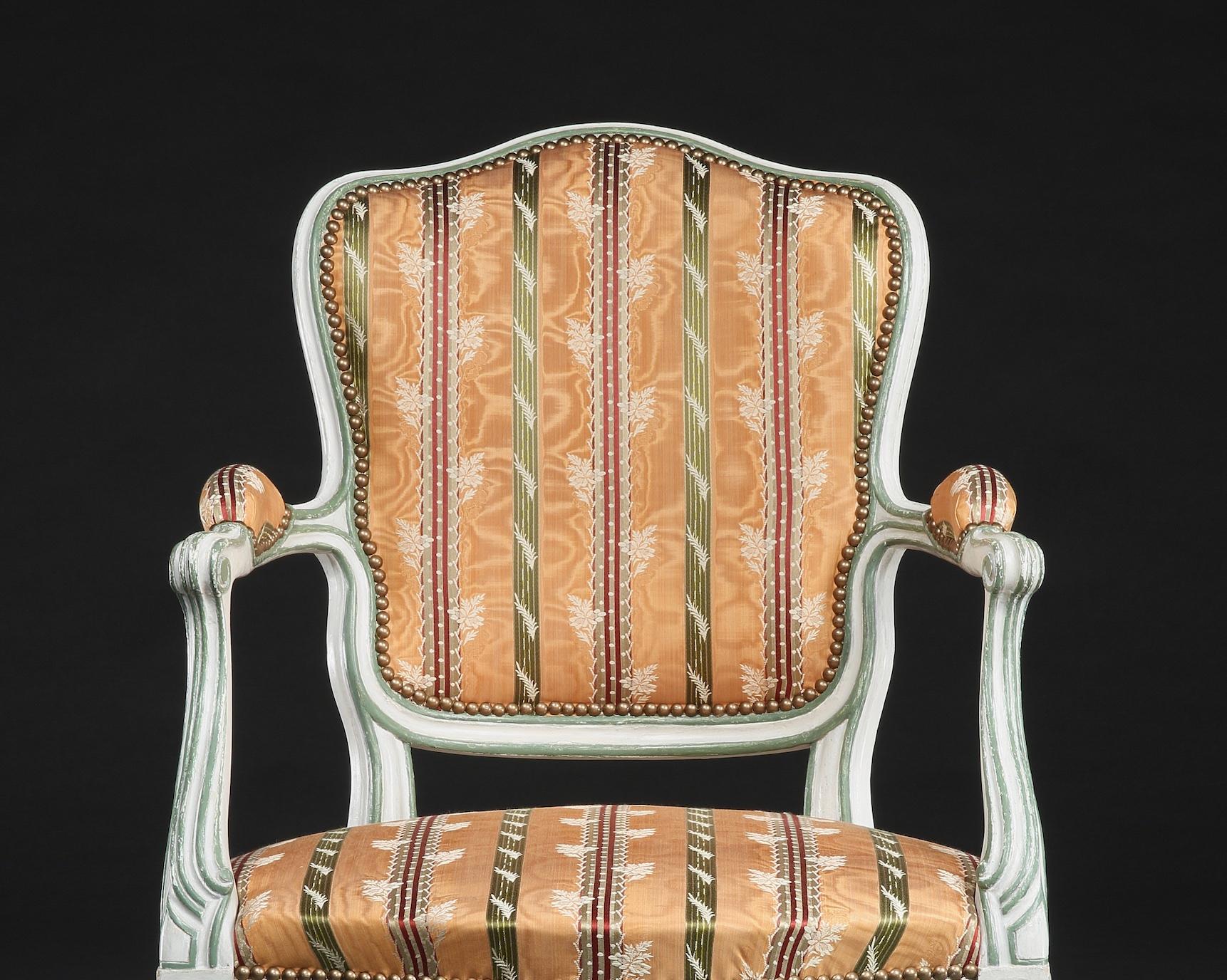 English George III Antique Painted Hepplewhite Armchair For Sale