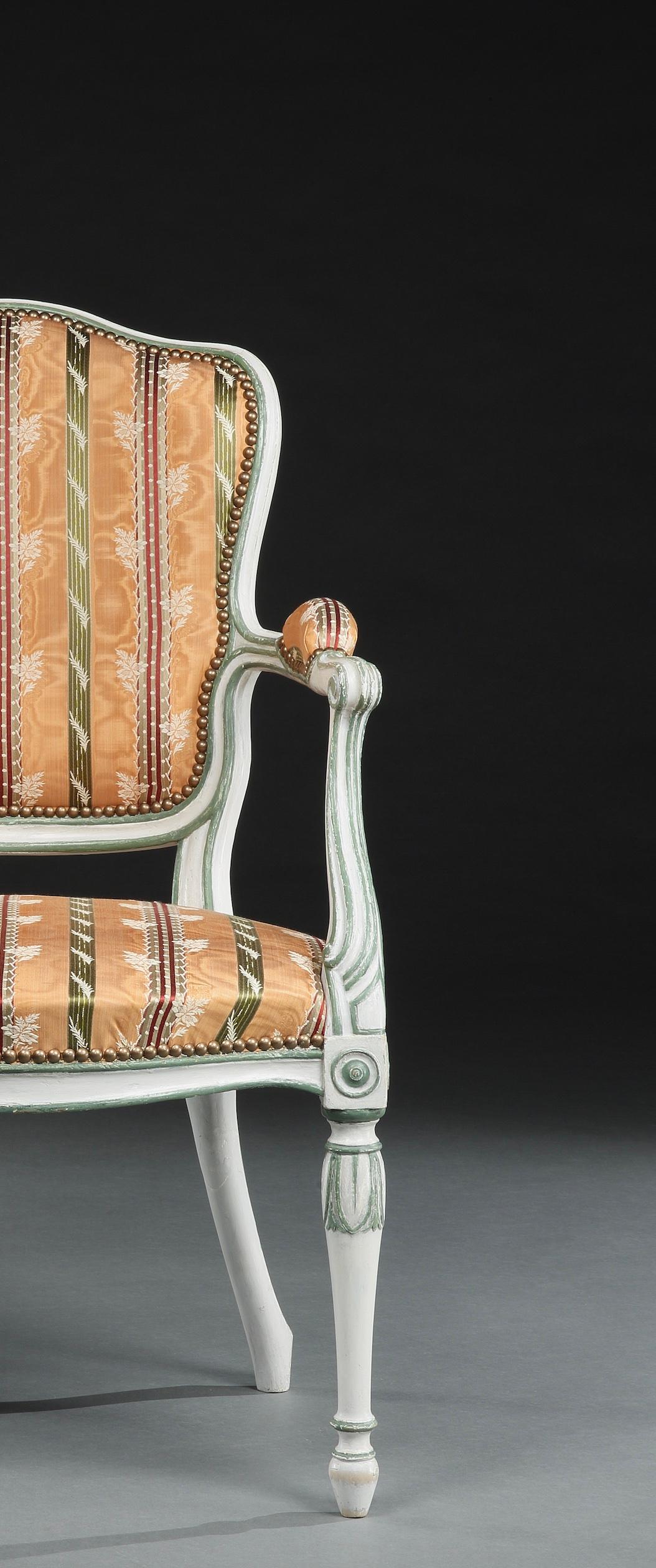 Hand-Painted George III Antique Painted Hepplewhite Armchair For Sale