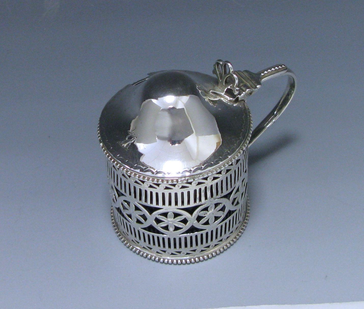 Late 18th Century George III Antique Silver Drum Mustard with a Dome Lid For Sale