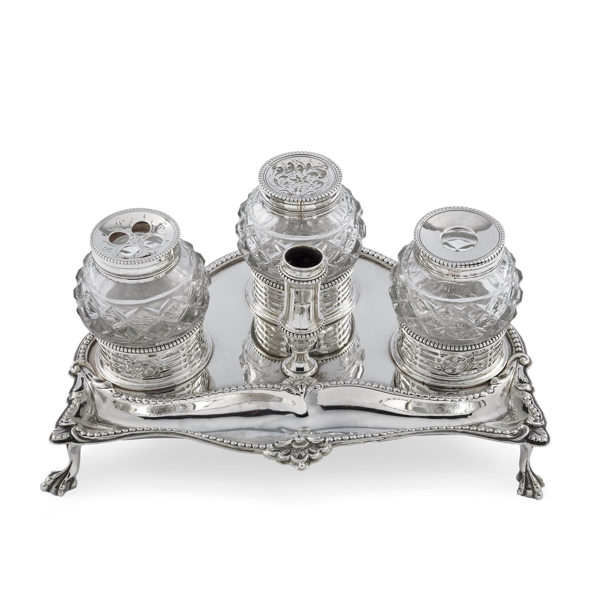 George III Antique Silver Ink Stand Bon état - En vente à London, GB