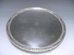 George III Antique Silver Salver of Circular Form