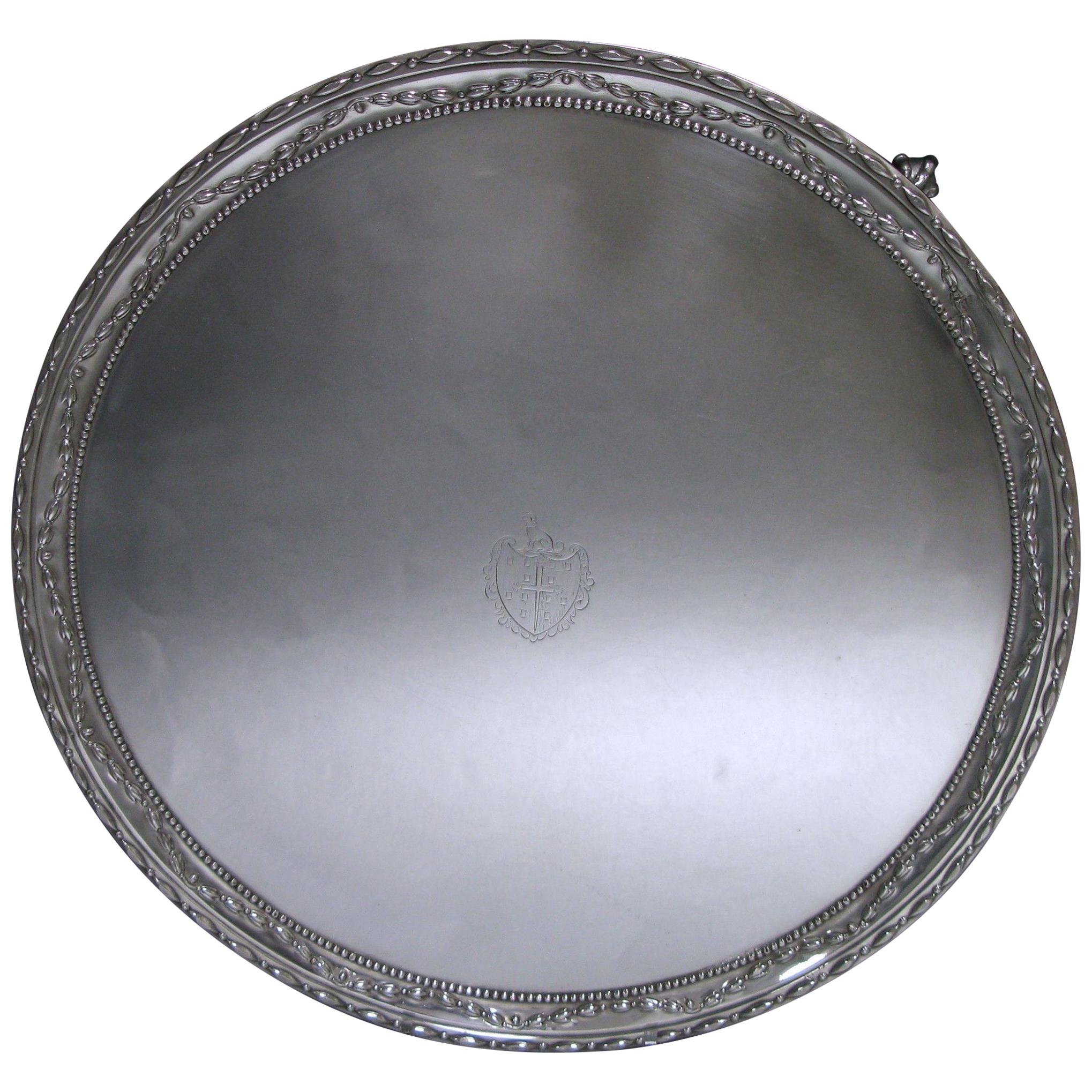 George III Antique Silver Salver of Circular Form For Sale