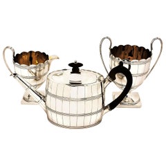 George III Antique Silver Three Piece Tea Set 1786-1787 Teapot, Cream Jug, Sugar