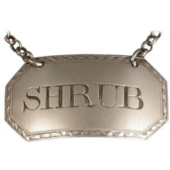George III Antique Silver Wine Label 'Shrub', John Whittingham, London, 1791