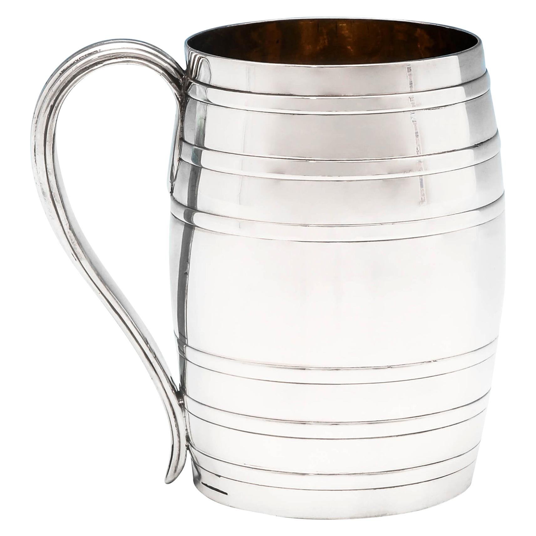 George III Antique Sterling Silver 'Beer Barrel' Mug 1778 by Lewis Pantin II