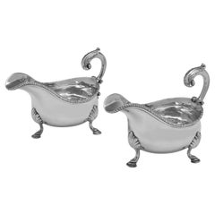 George III Antique Sterling Silver Sauce Boats, London 1766, Francis Crump