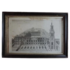 George III Architectural Print in Hogarth Frame Christ's Hospital City of London