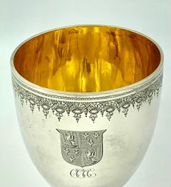 George III Armorial 18th Century English Sterling Silver Chalice John Emes, 1799