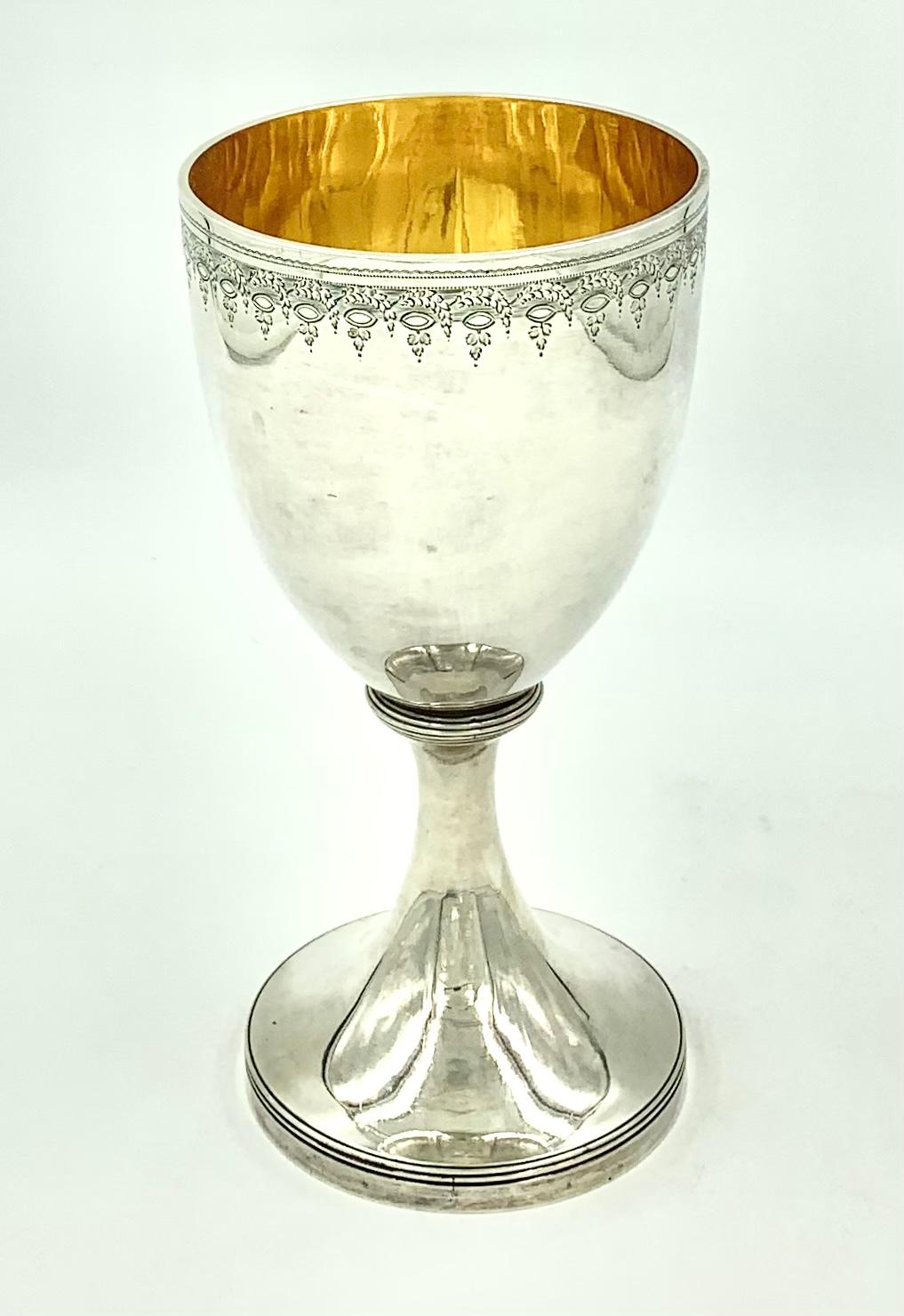 18th Century and Earlier George III Armorial 18th Century English Sterling Silver Chalice John Emes, 1799