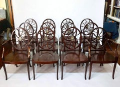George III Armorial Mahogany Hall Seats or Dining Chairs, Set of 12, Busby Hall