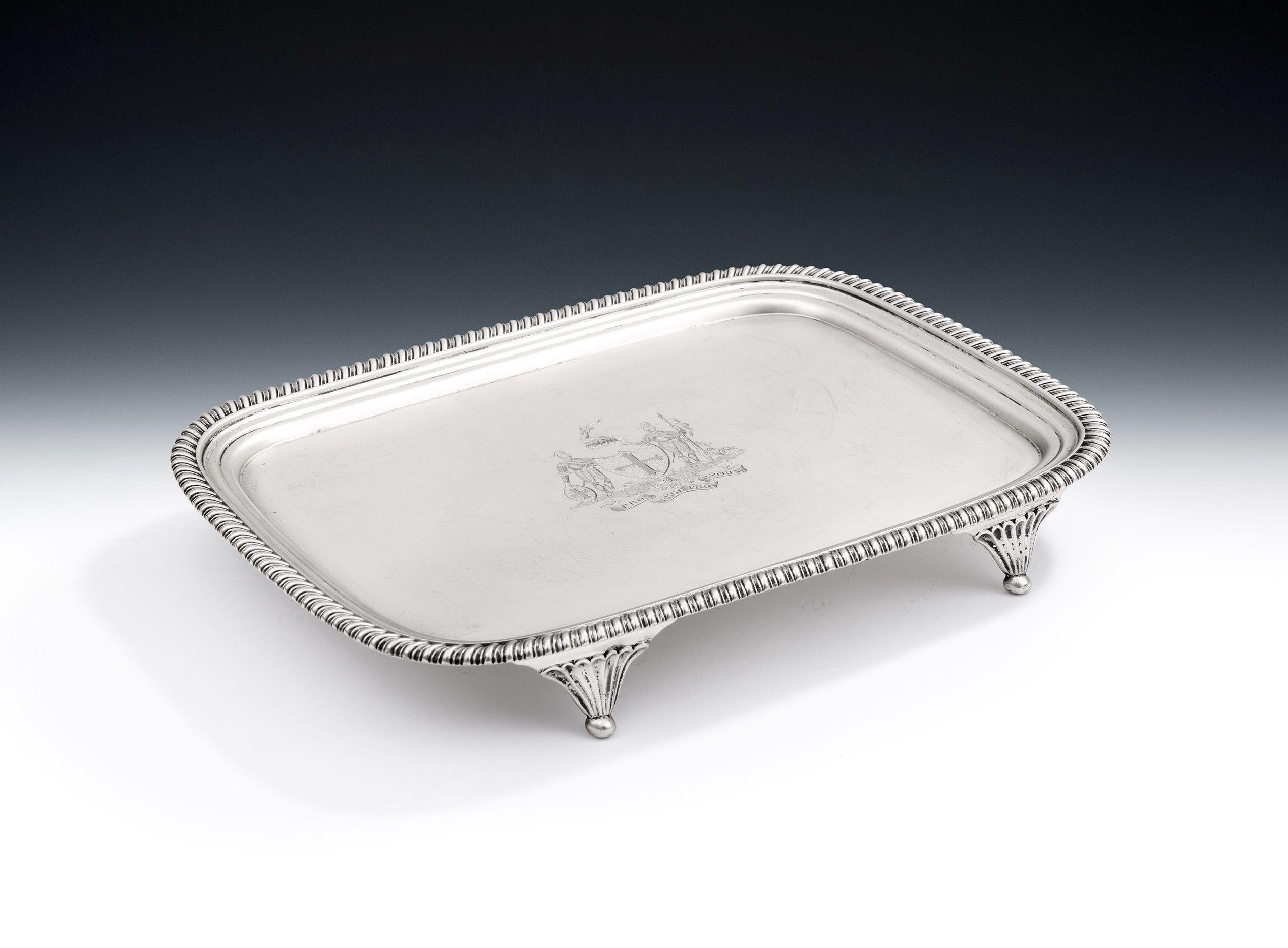 Silver George III Armorial Salver Made in London by William Bennett in 1812 For Sale