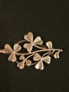 George III Arts & Crafts Chester Sterling Silver Candy Spoon Cloverleaf Handle