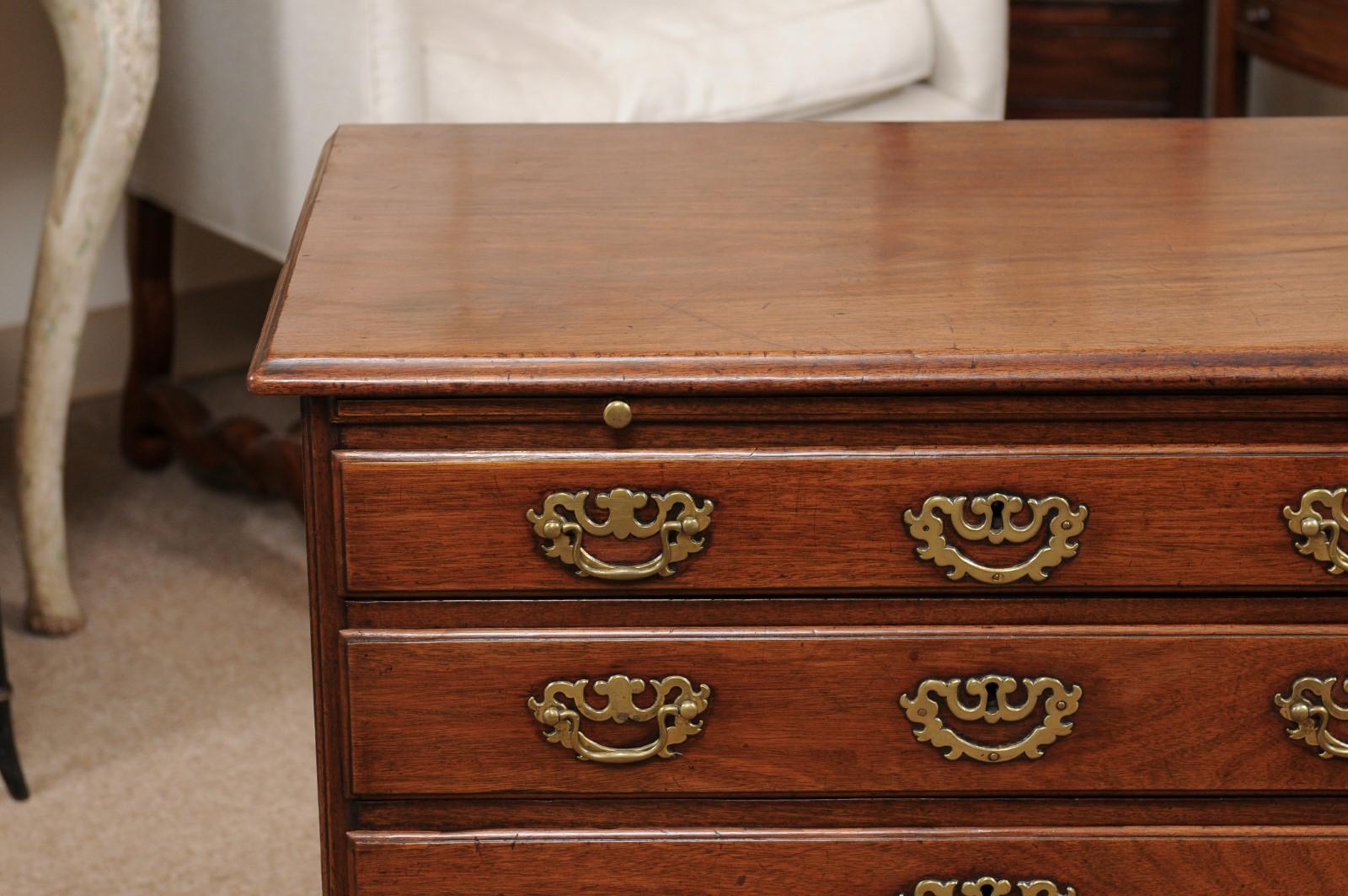 George III Bachelor’s Chest in Mahogany w/ Brushing Slide, 4 Graduating Drawers For Sale 7