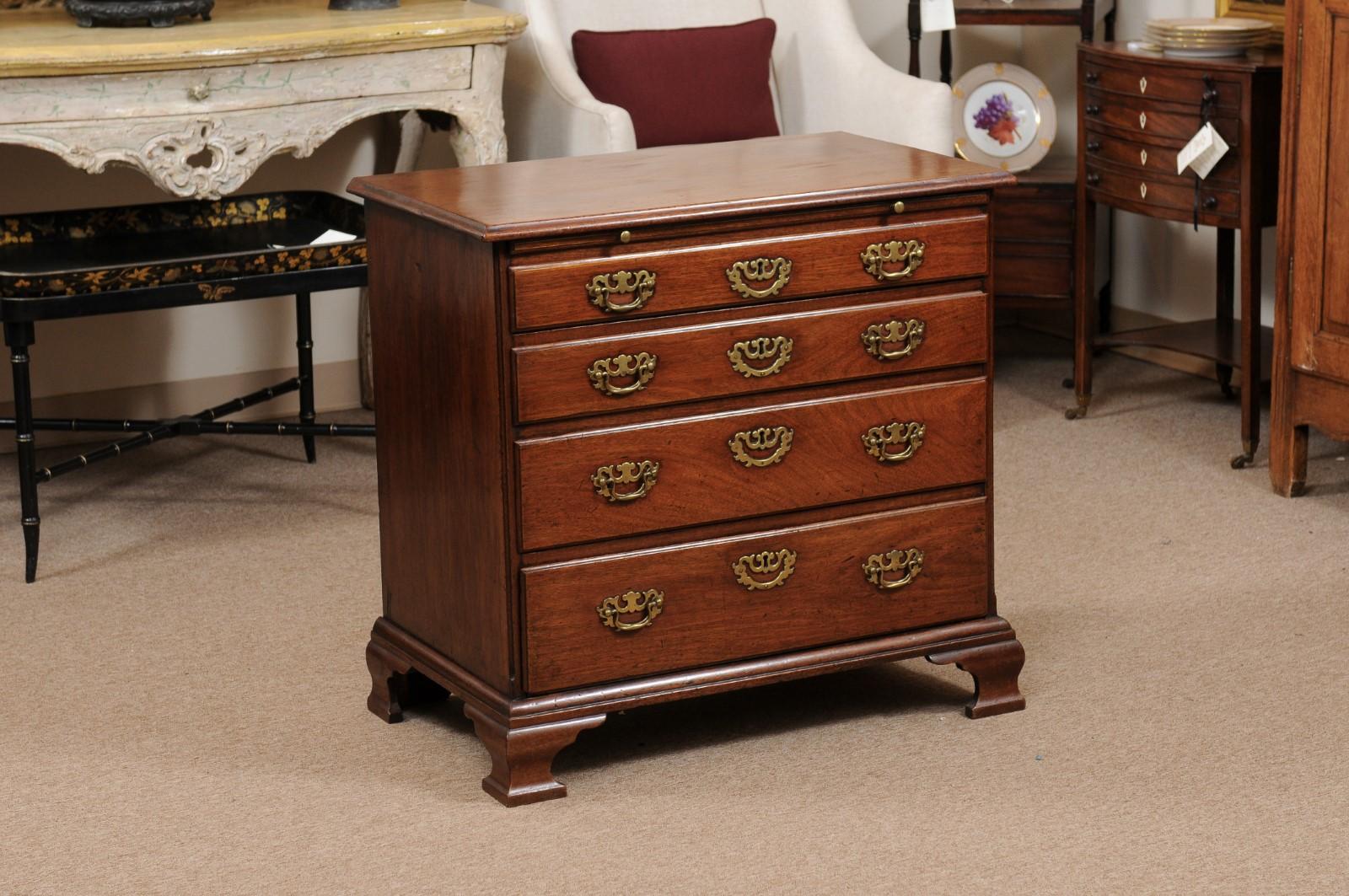 George III Bachelor’s Chest in Mahogany w/ Brushing Slide, 4 Graduating Drawers For Sale 8