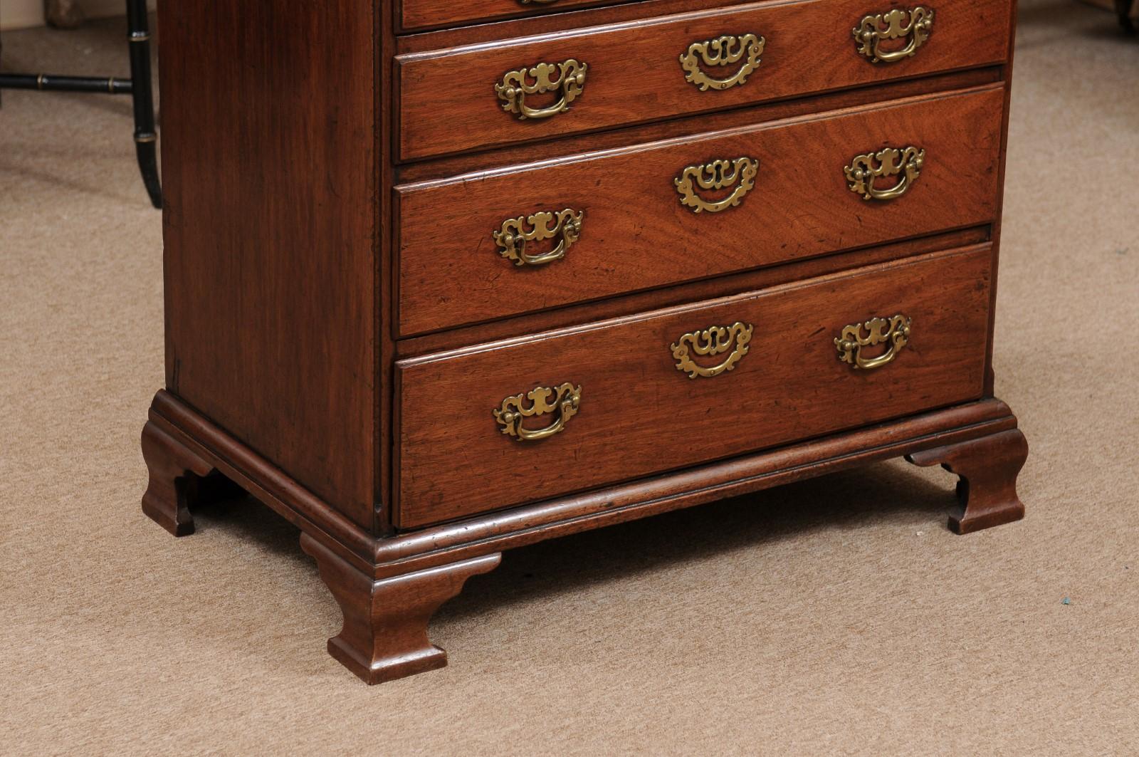 George III Bachelor’s Chest in Mahogany w/ Brushing Slide, 4 Graduating Drawers For Sale 11