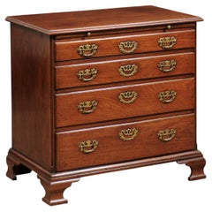 Antique George III Bachelor’s Chest in Mahogany w/ Brushing Slide, 4 Graduating Drawers