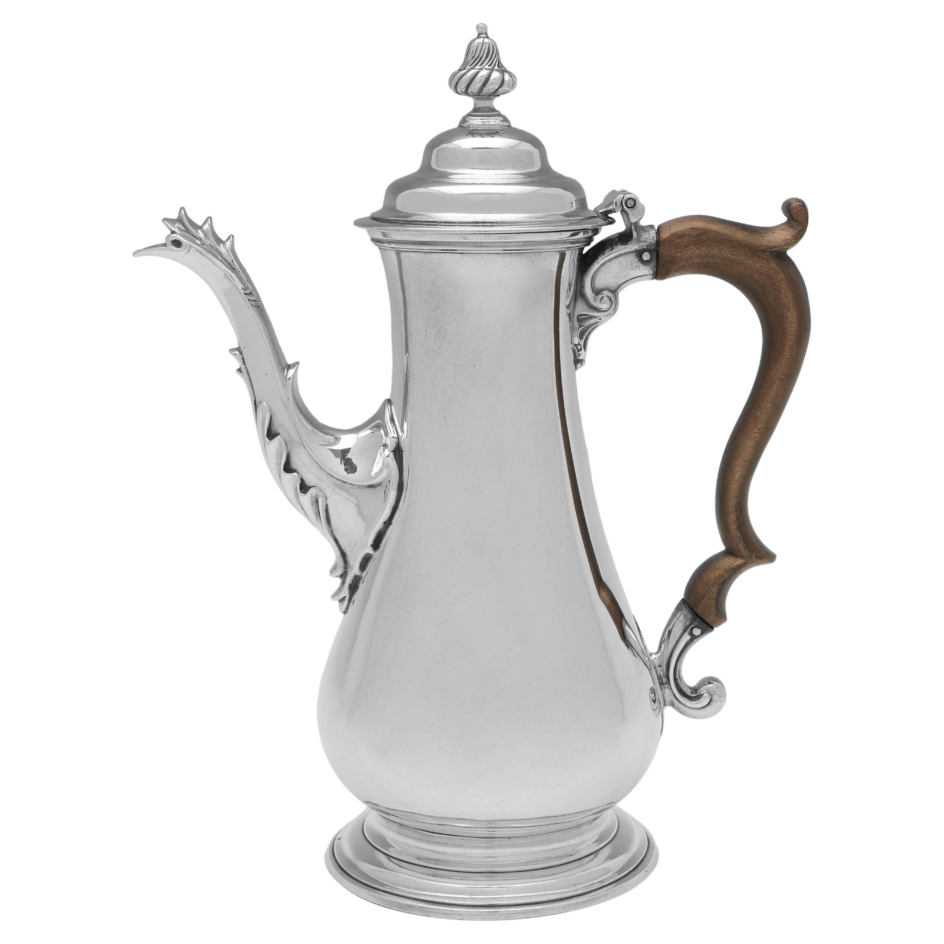George III Baluster Shaped Sterling Silver Coffee Pot, London 1765