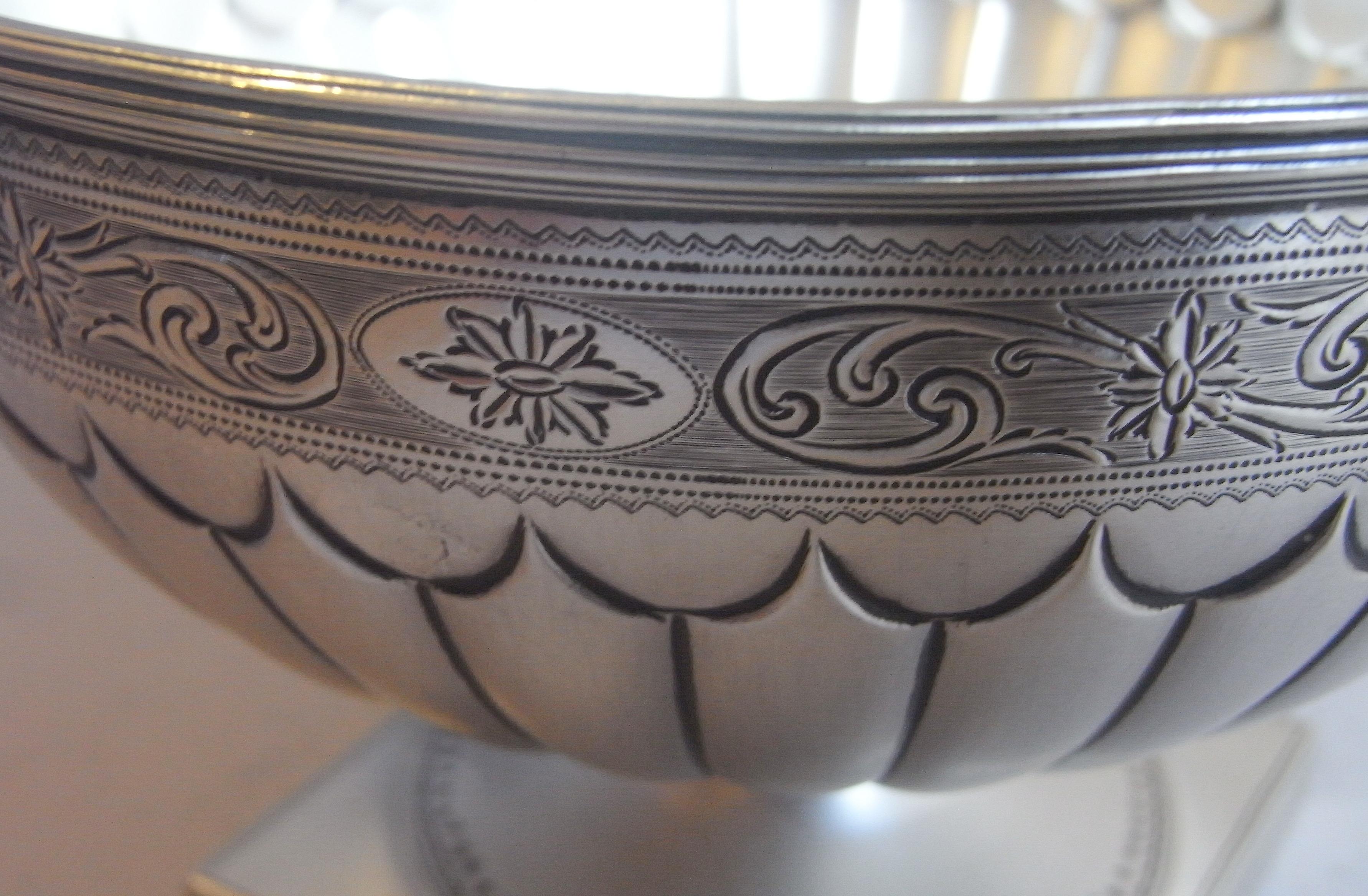 18th Century and Earlier  George III Bat Wing Fluted Table Bowl by Peter Podio, London, 1790