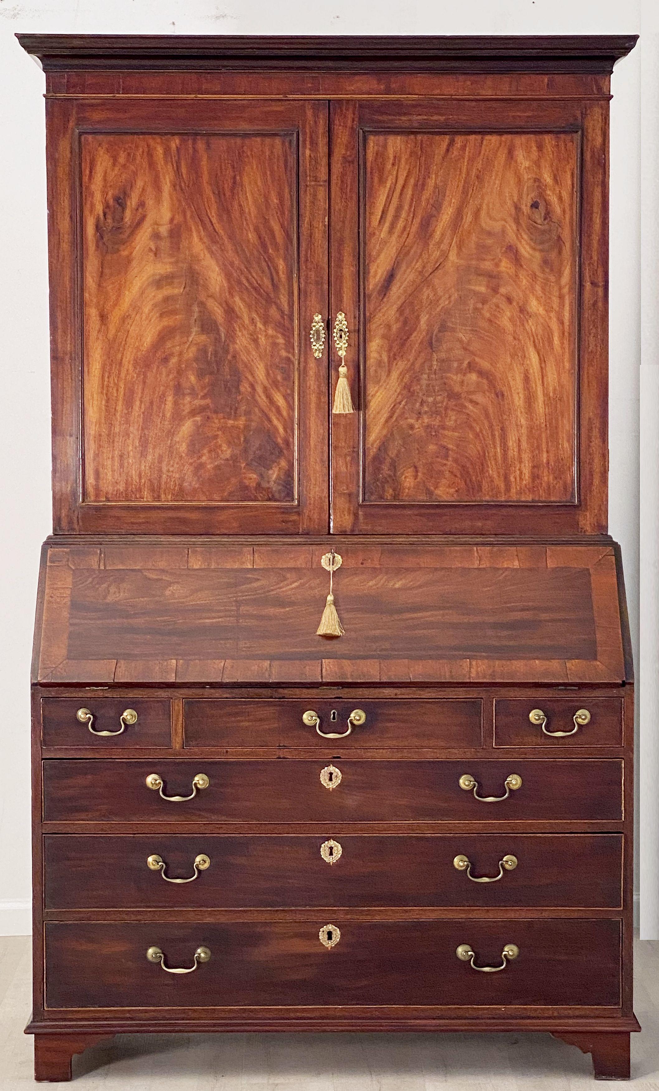 English George III Bookcase or Secretary Bureau of Mahogany from England