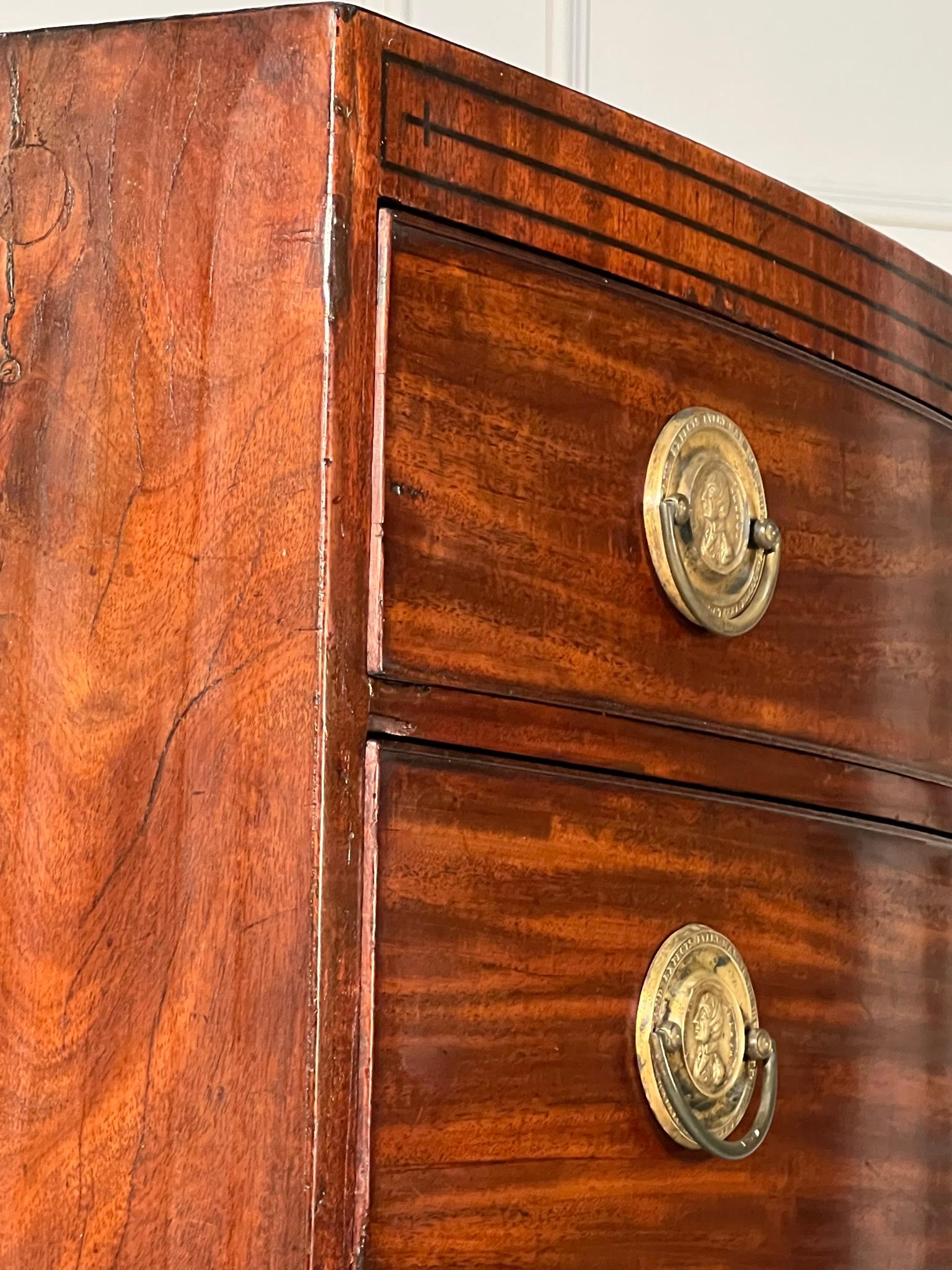 George III Bow Fronted Caddy Top Trafalgar Chest of Drawers 6