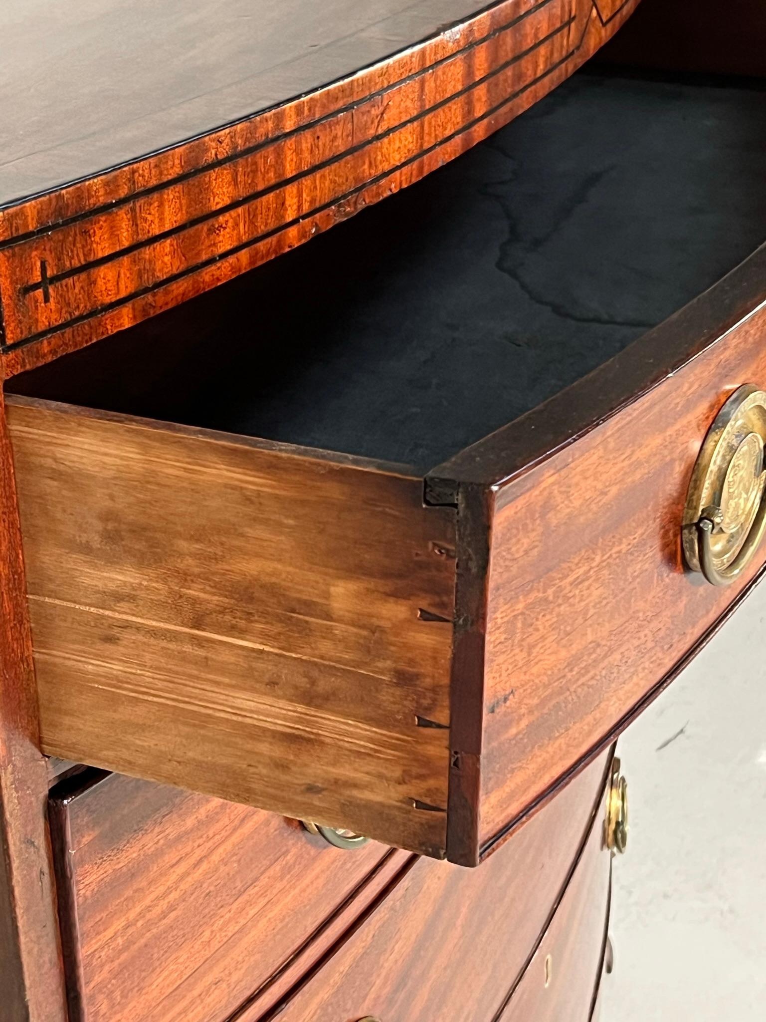 George III Bow Fronted Caddy Top Trafalgar Chest of Drawers 8