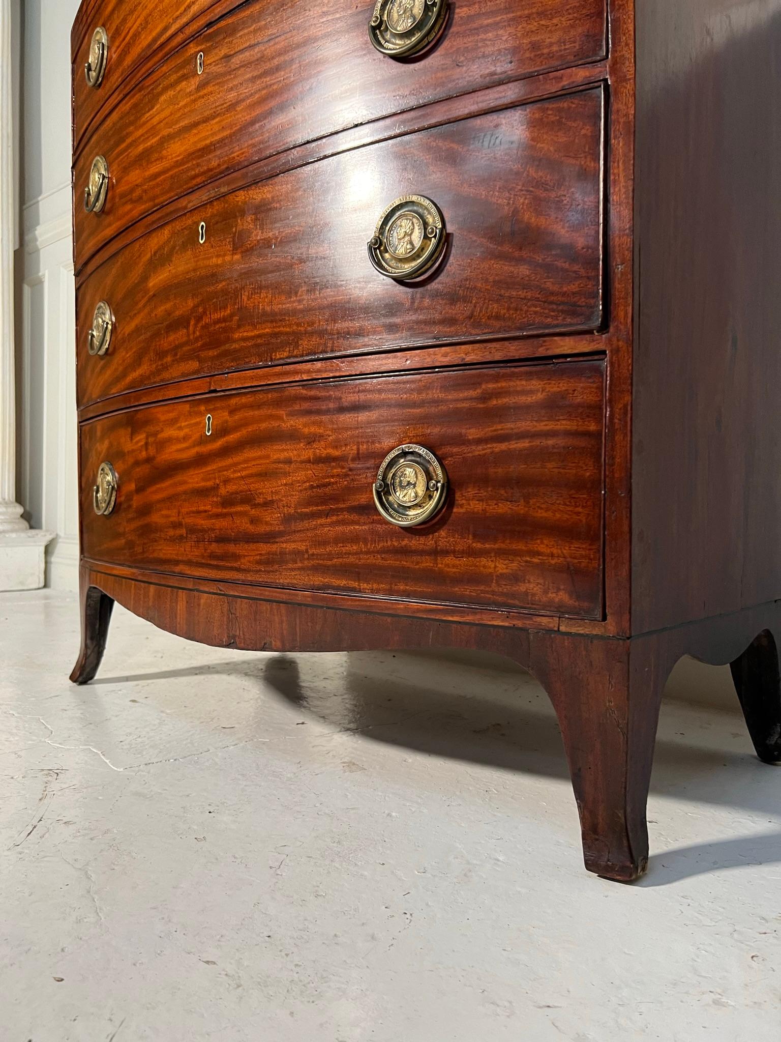 George III Bow Fronted Caddy Top Trafalgar Chest of Drawers 9