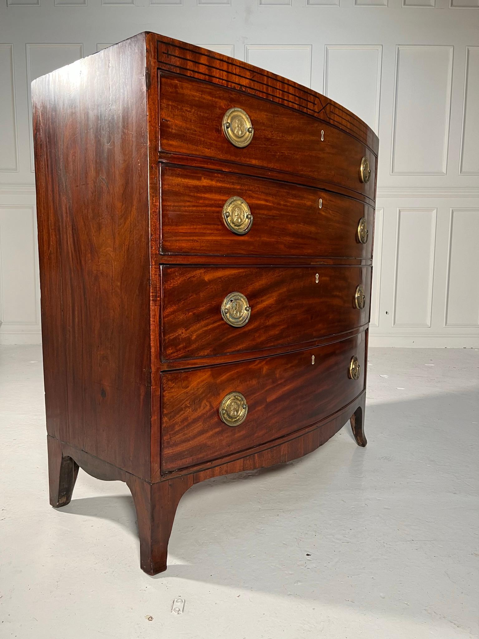 George III Bow Fronted Caddy Top Trafalgar Chest of Drawers 3