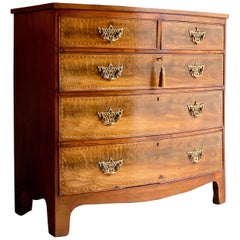 George III Bow Fronted Flamed Mahogany Chest of Drawers 19th Century, circa 1820