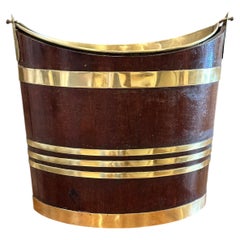 George III Brass-Bound Mahogany Navette Form Peat Bucket 19th Century