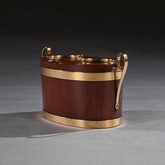 George III Brass Bound Mahogany Oval Table Wine Cooler