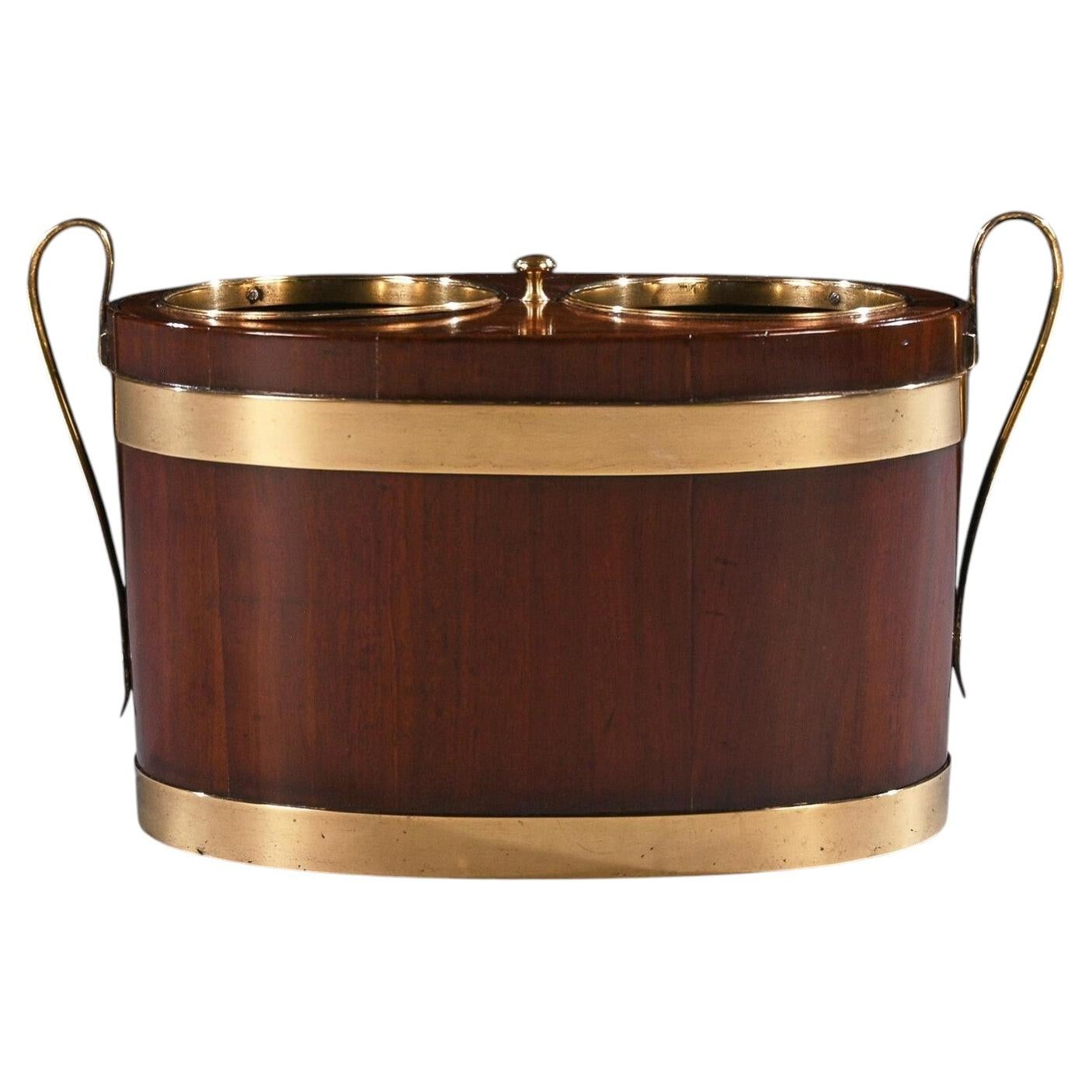 George III Brass Bound Mahogany Oval Table Wine Cooler