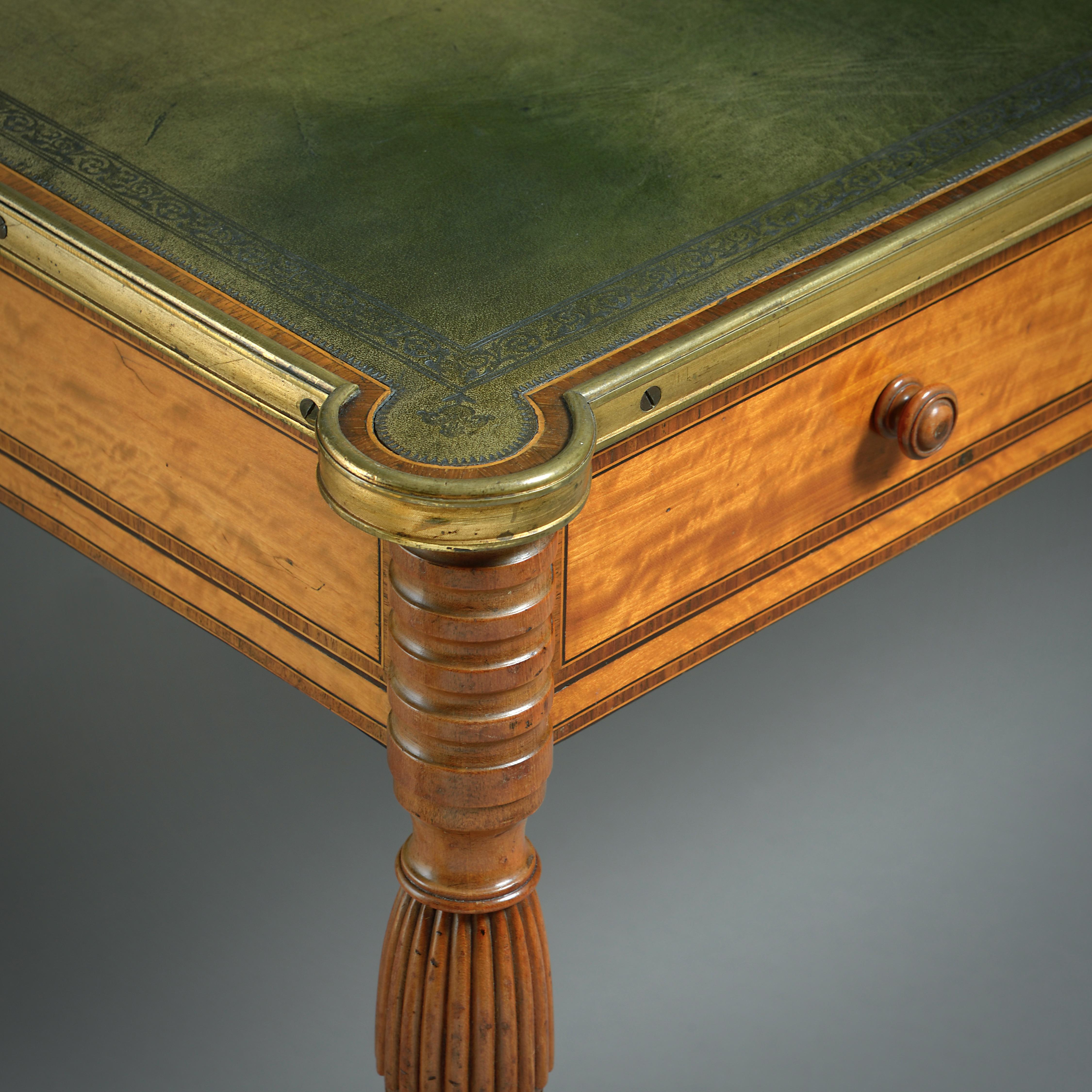 George III Brass-Mounted Satinwood Writing-Table In Good Condition In London, GB