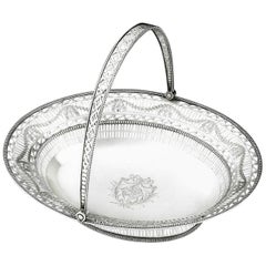 Antique George III Bread Basket Made in Sheffield in 1777 by Richard Morton & Company