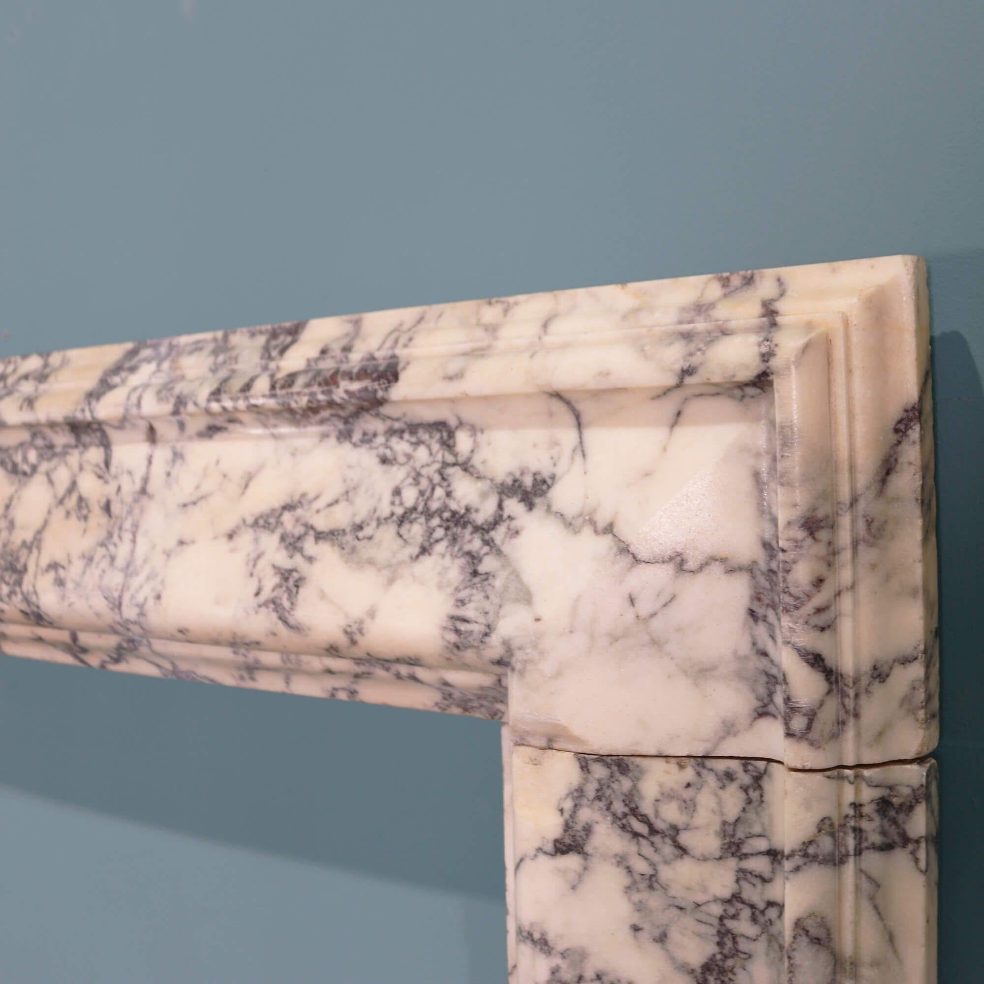 English George III Breche Violette Marble Fire Mantel in Bolection Style For Sale