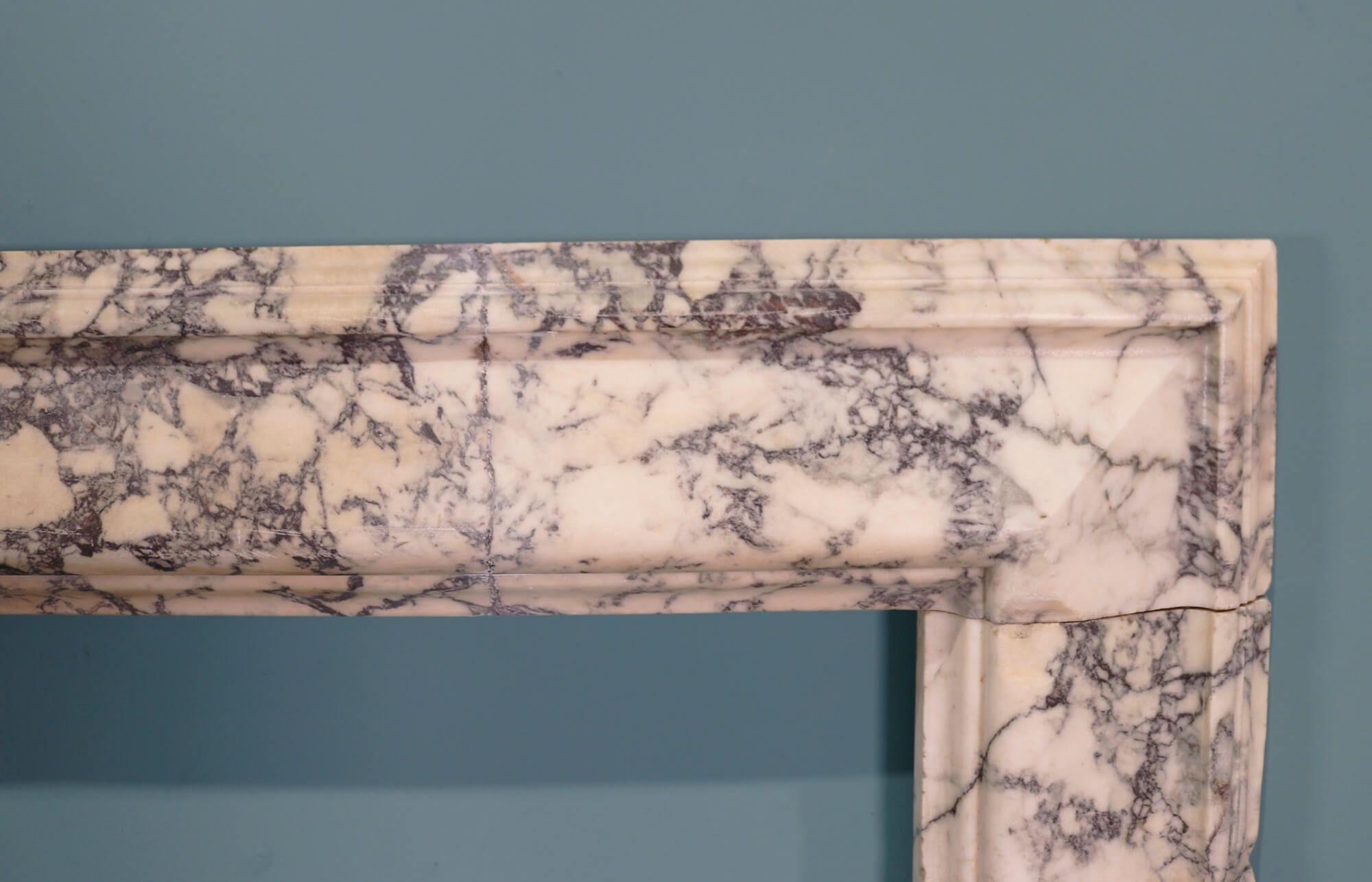18th Century George III Breche Violette Marble Fire Mantel in Bolection Style For Sale