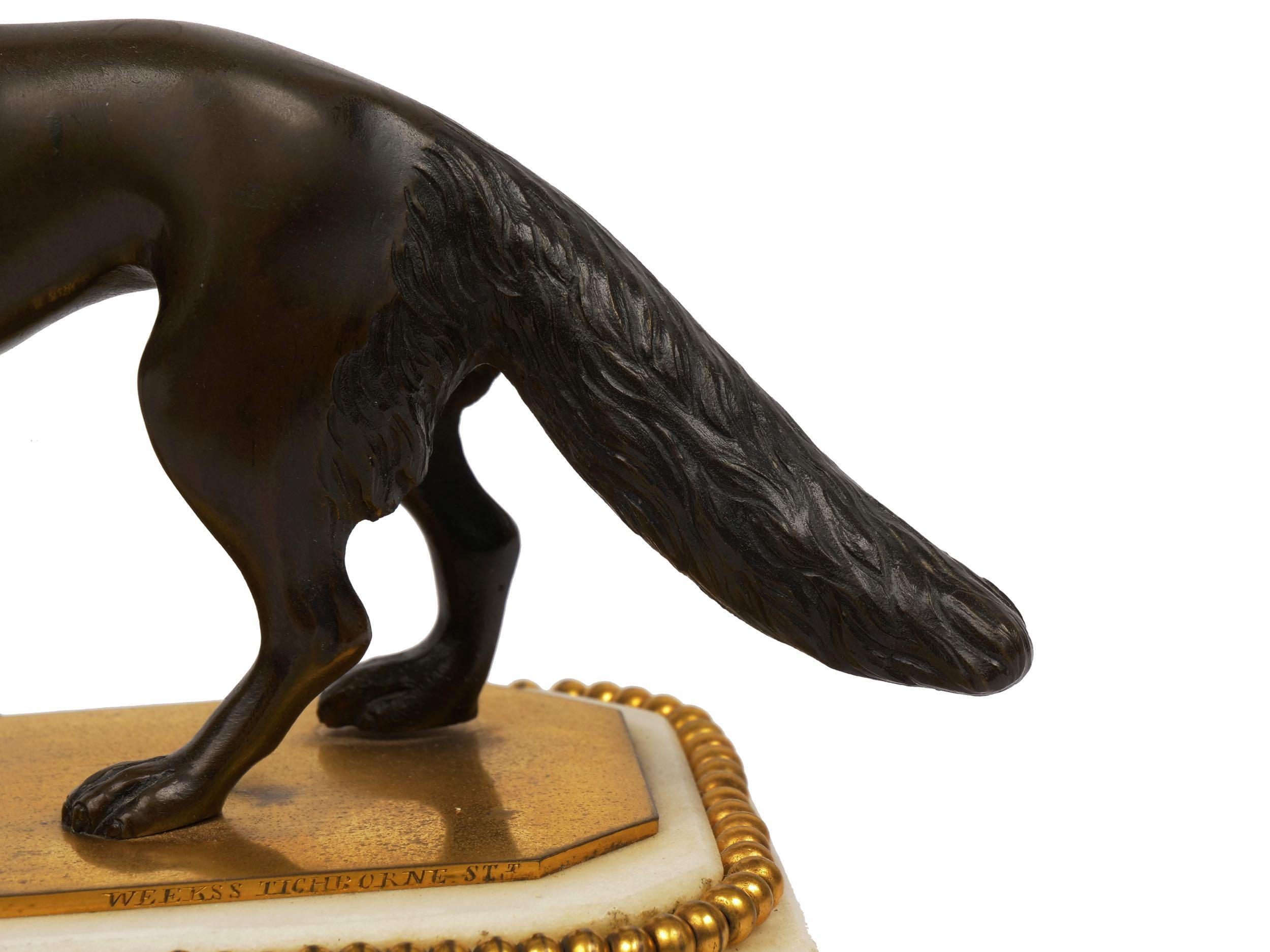 George III Bronze Fox Sculpture Antique Paperweight by Thomas Weeks, London  6