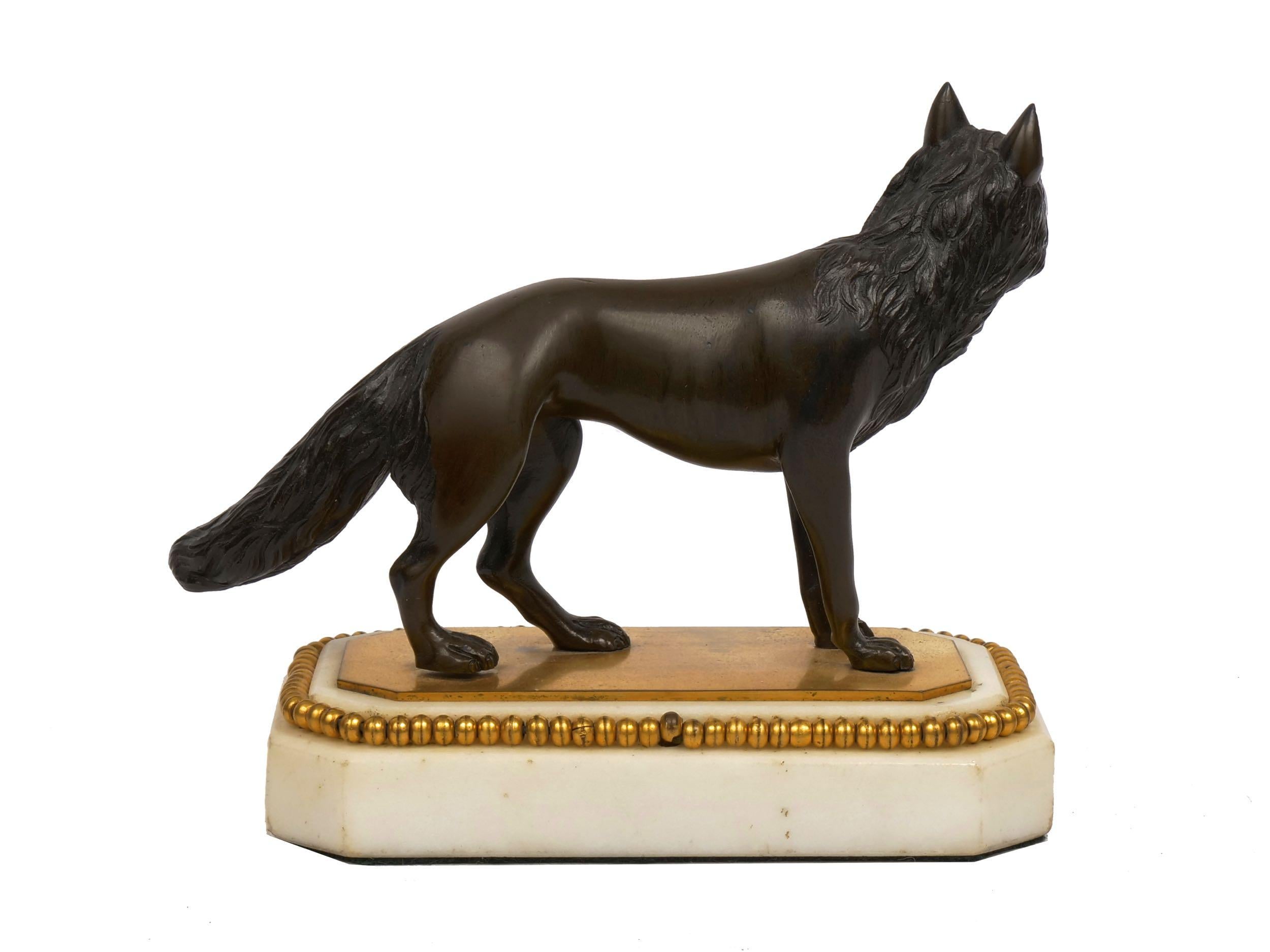 19th Century George III Bronze Fox Sculpture Antique Paperweight by Thomas Weeks, London 