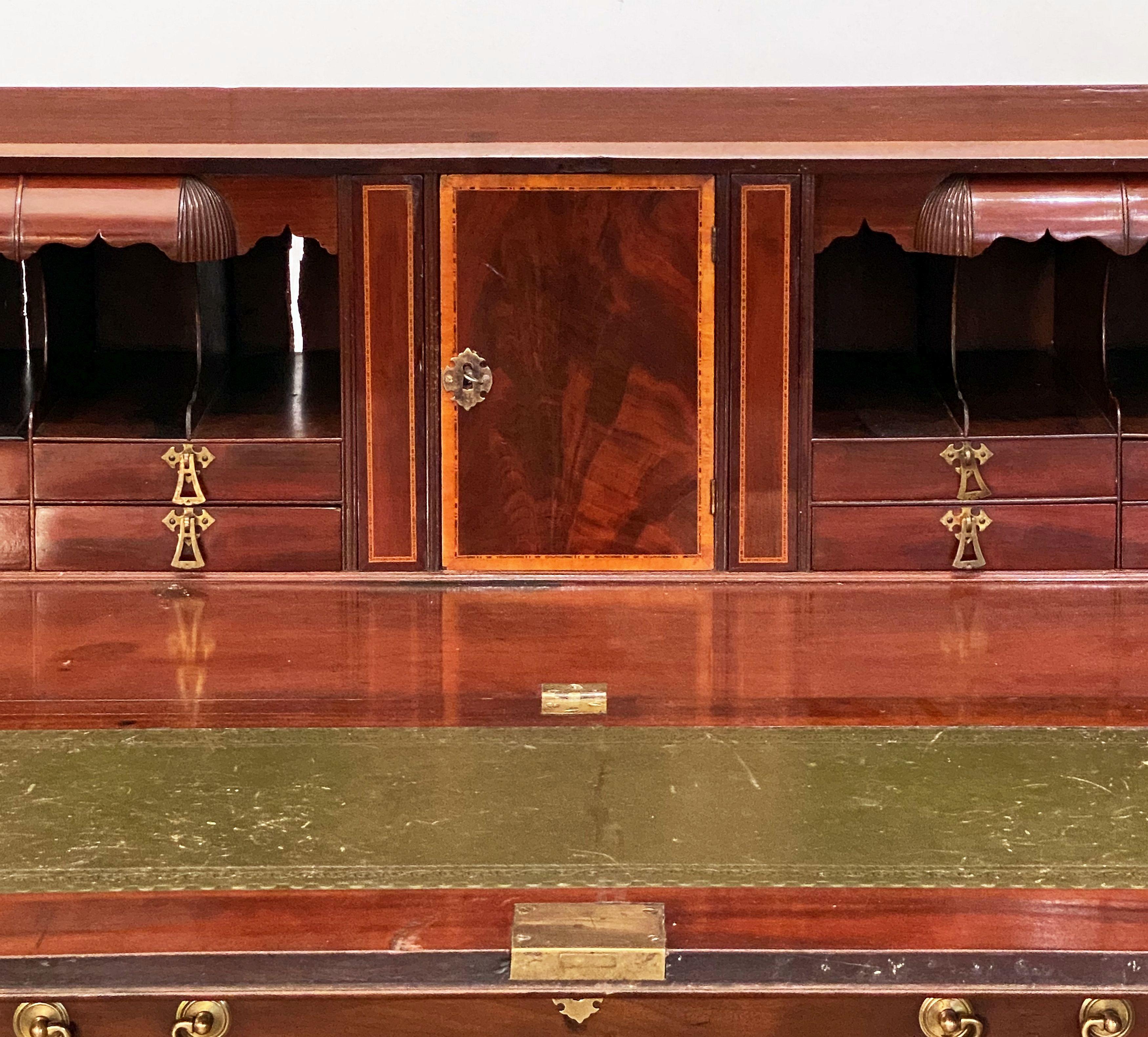 Metal George III Bureau Desk or Secretary Chest of Mahogany from the 18th Century For Sale