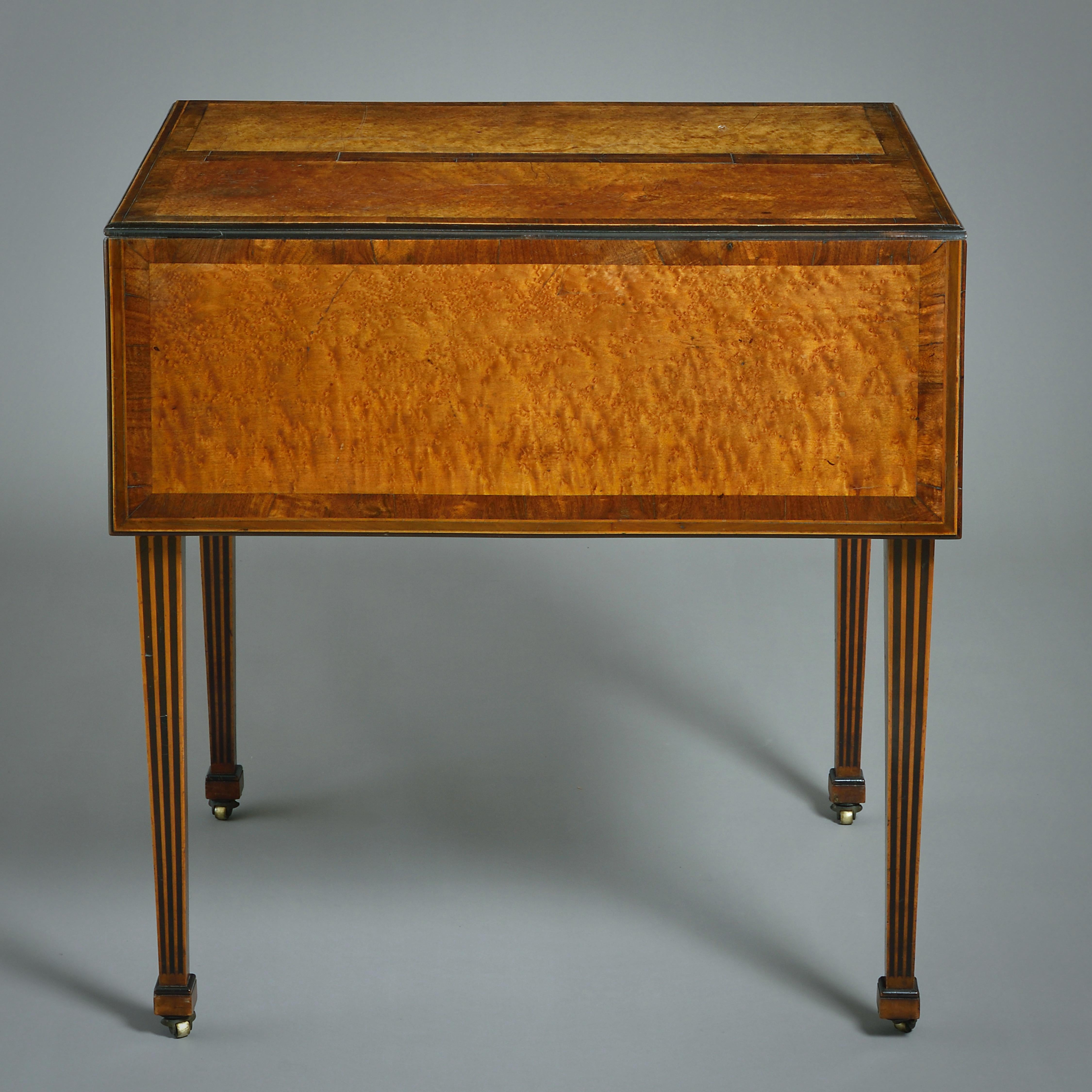 George III Burr-Maple Harlequin Pembroke Table by Mayhew & Ince For Sale 1