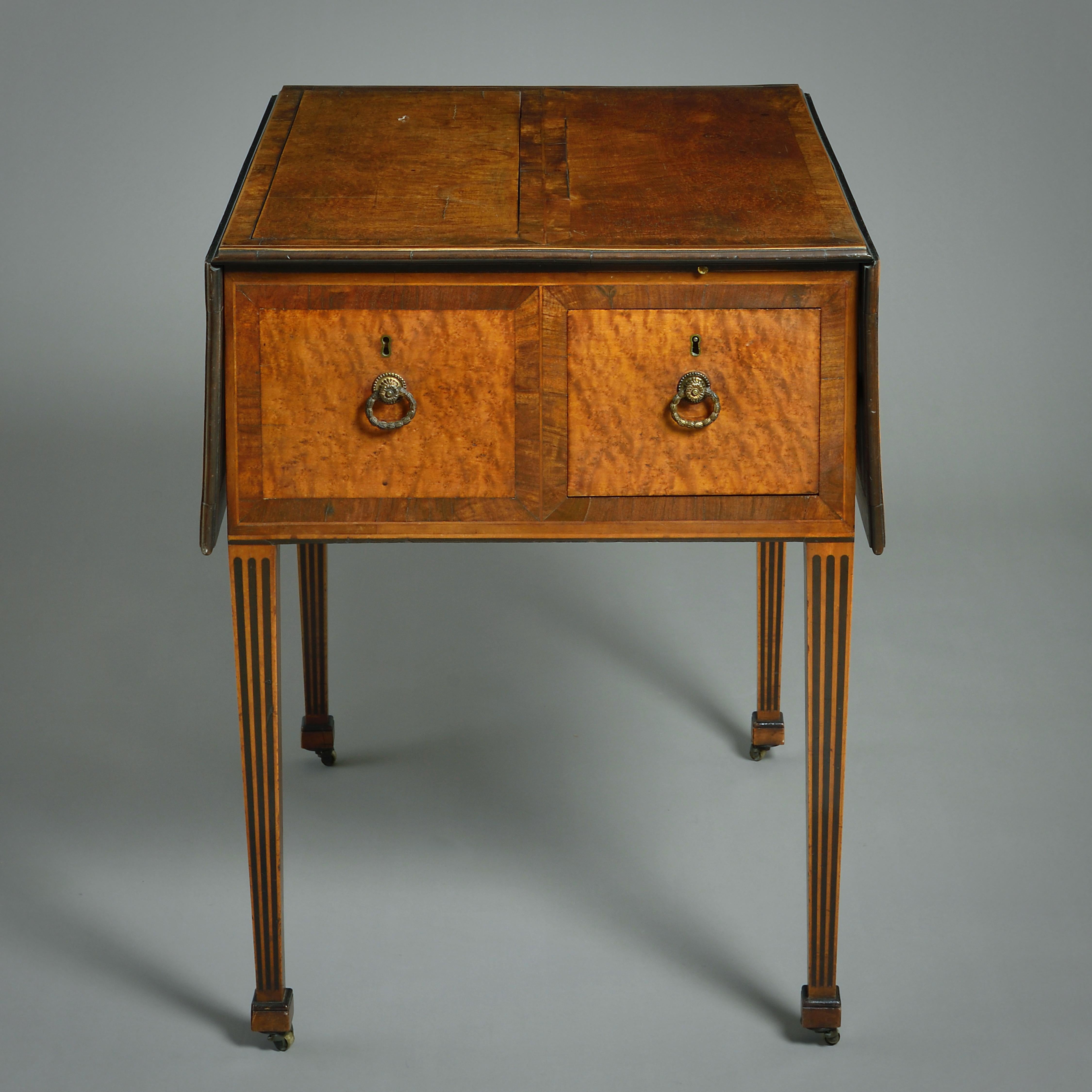 George III Burr-Maple Harlequin Pembroke Table by Mayhew & Ince For Sale 2