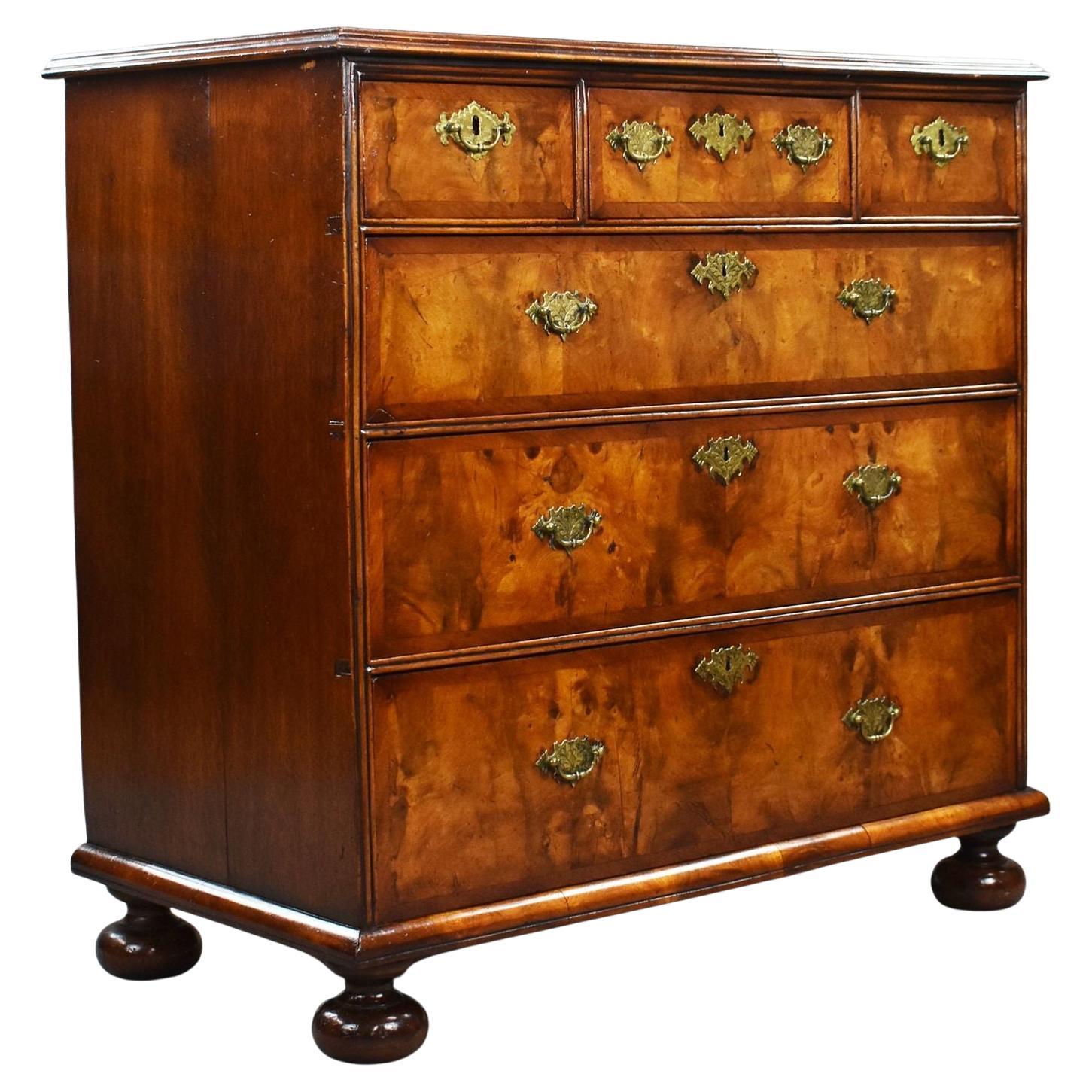 George III Burr Walnut Chest of Drawers For Sale