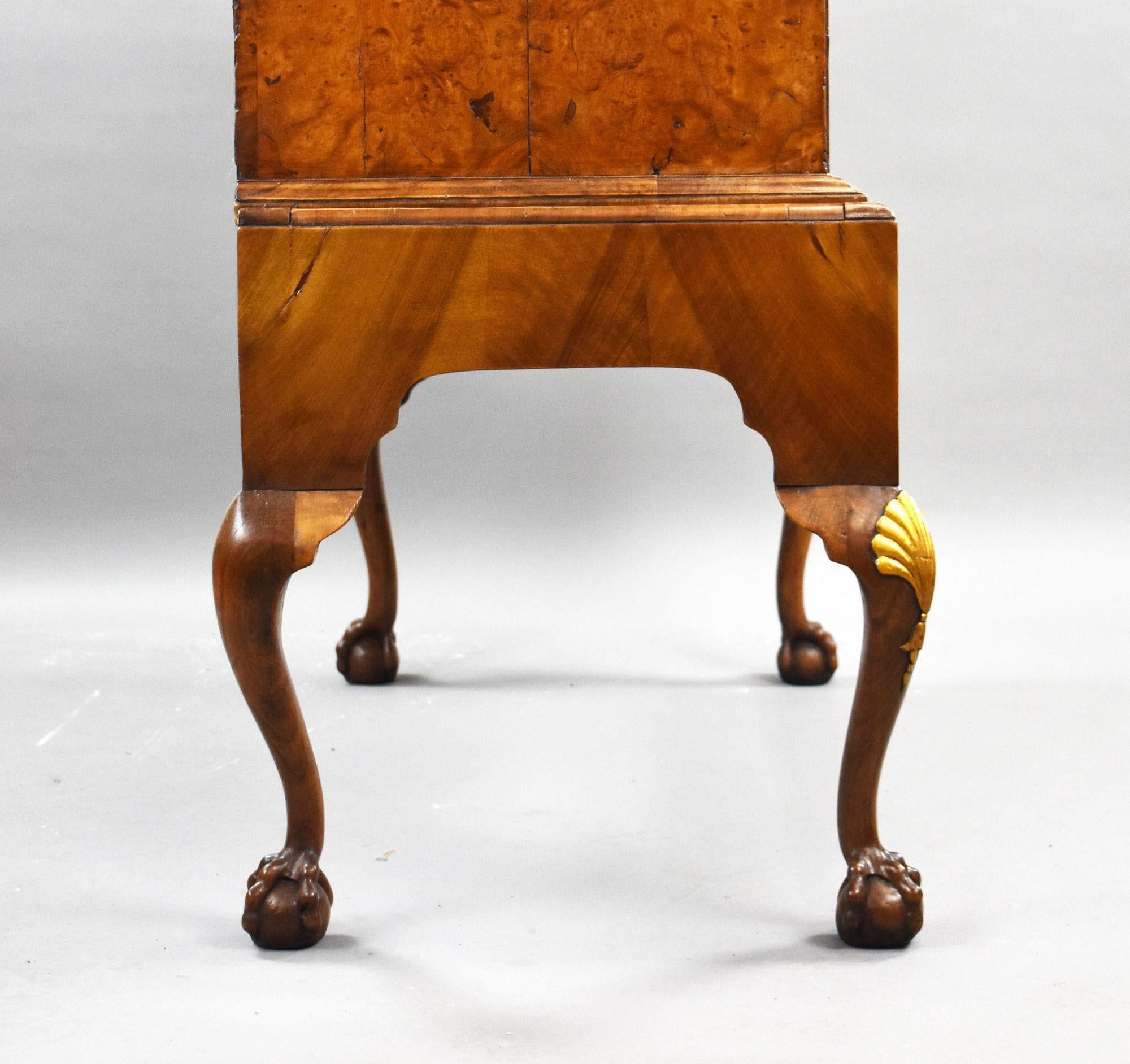 George III Burr Walnut Chest on Stand For Sale 5
