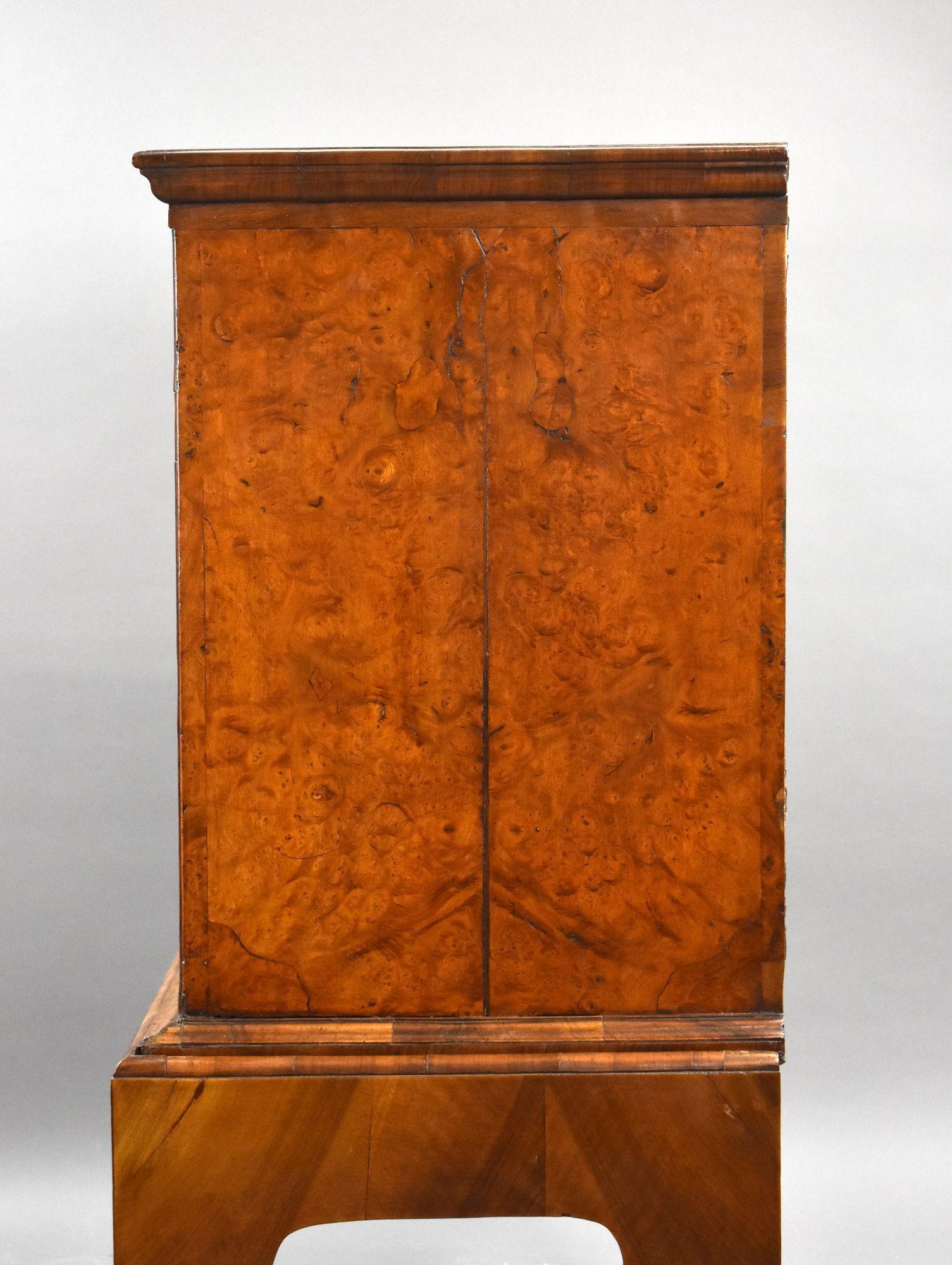 George III Burr Walnut Chest on Stand For Sale 6