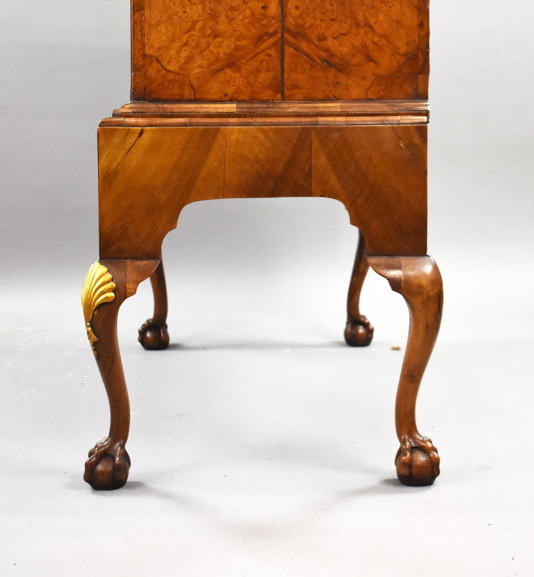 George III Burr Walnut Chest on Stand For Sale 7