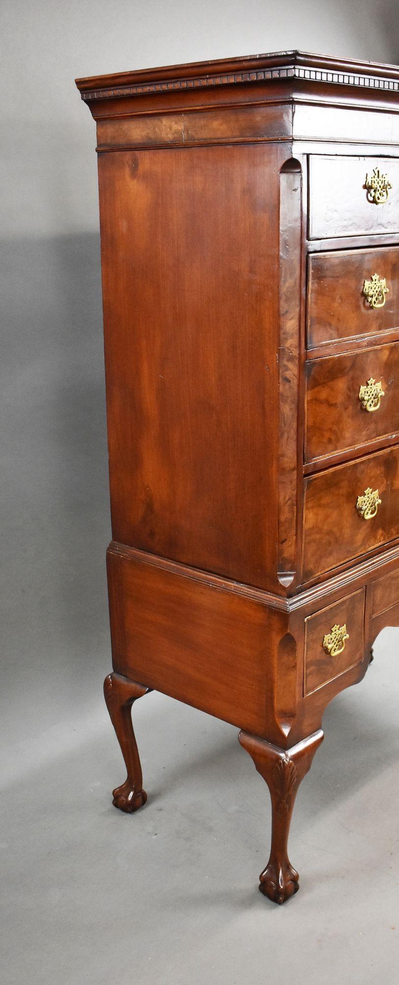 English George III Burr Walnut Chest on Stand