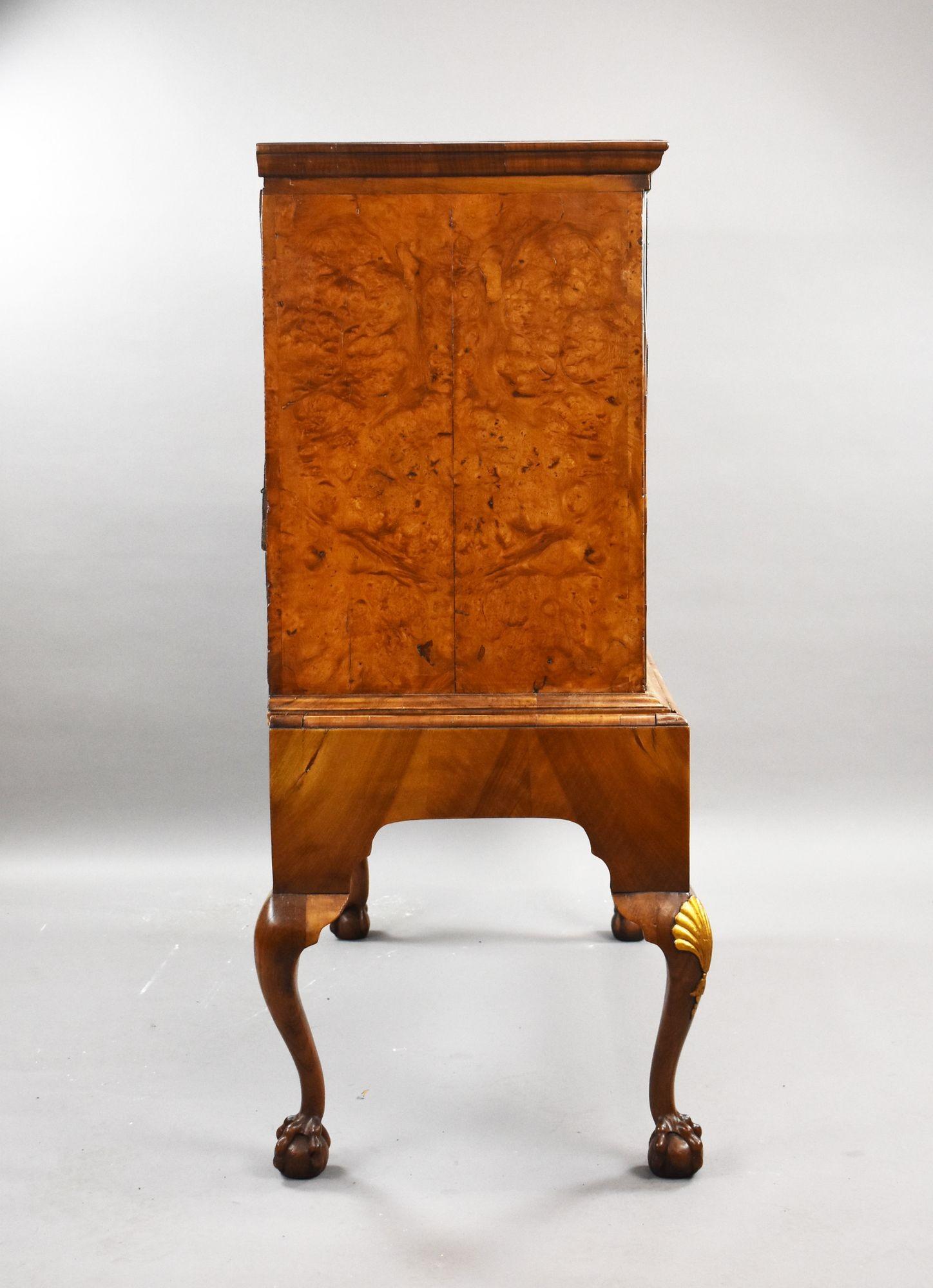English George III Burr Walnut Chest on Stand For Sale