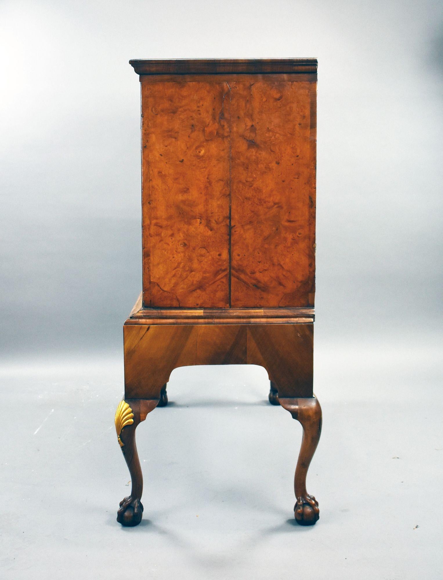 19th Century George III Burr Walnut Chest on Stand For Sale